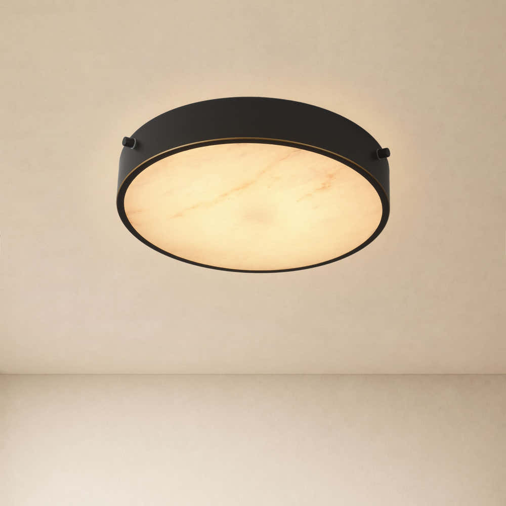 Roselyn Alabaster Round Flush Mount 12"D