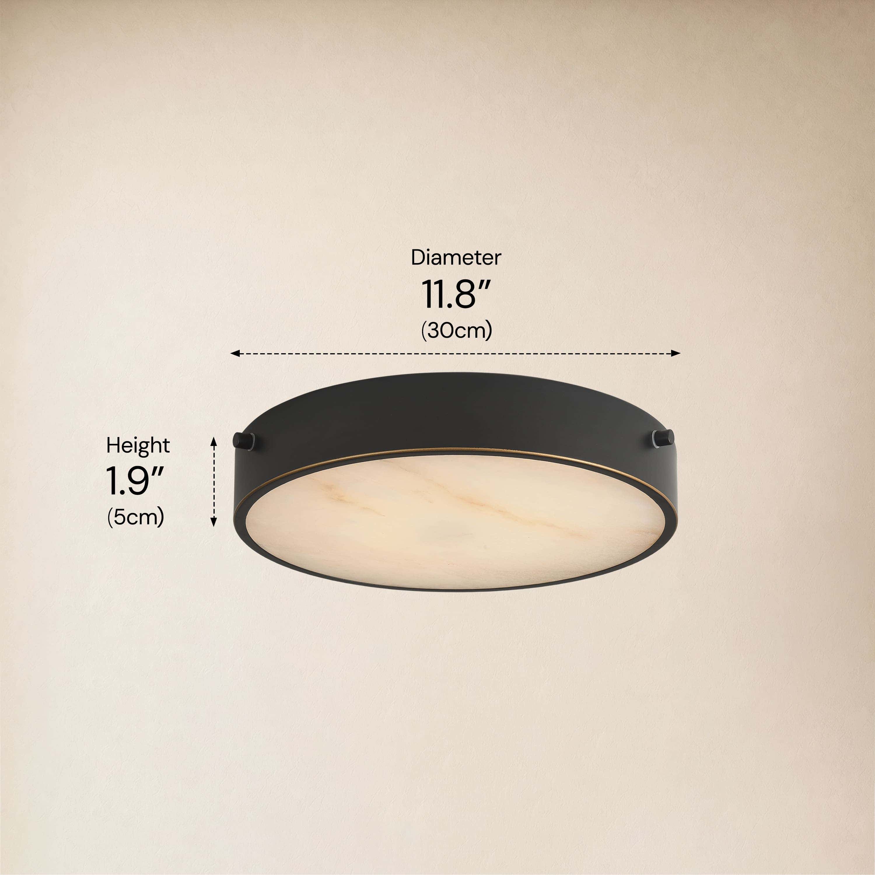 Roselyn Alabaster Round Flush Mount 12"D
