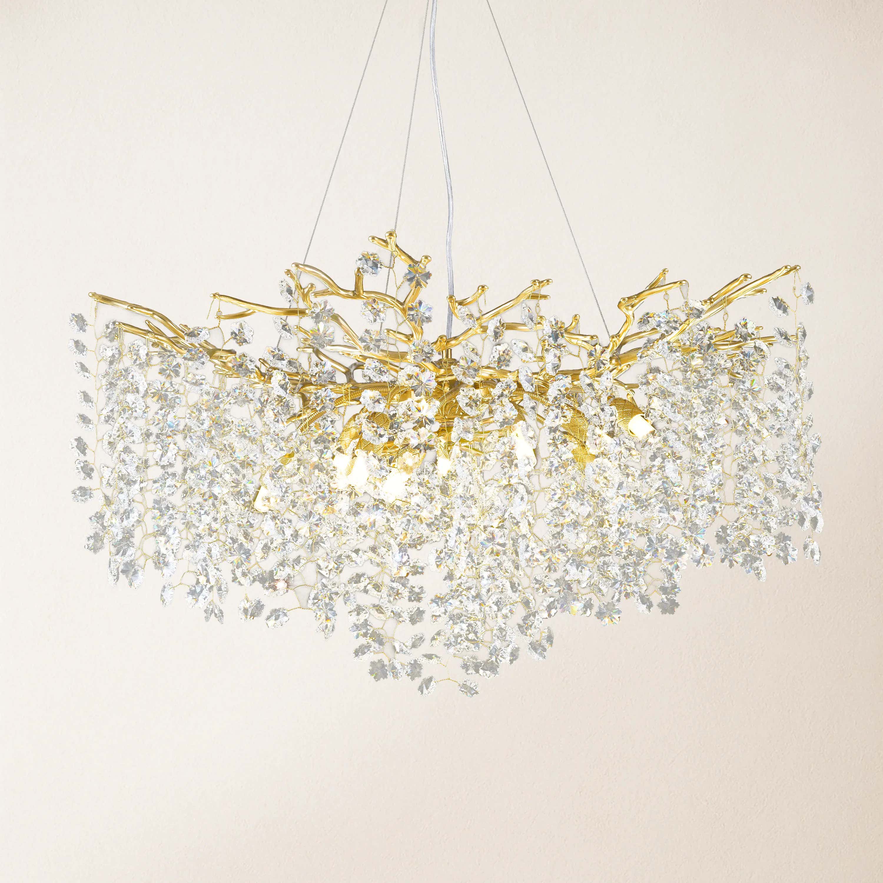 Lustre Branches Crystal Round Chandelier for All Rooms 30"D