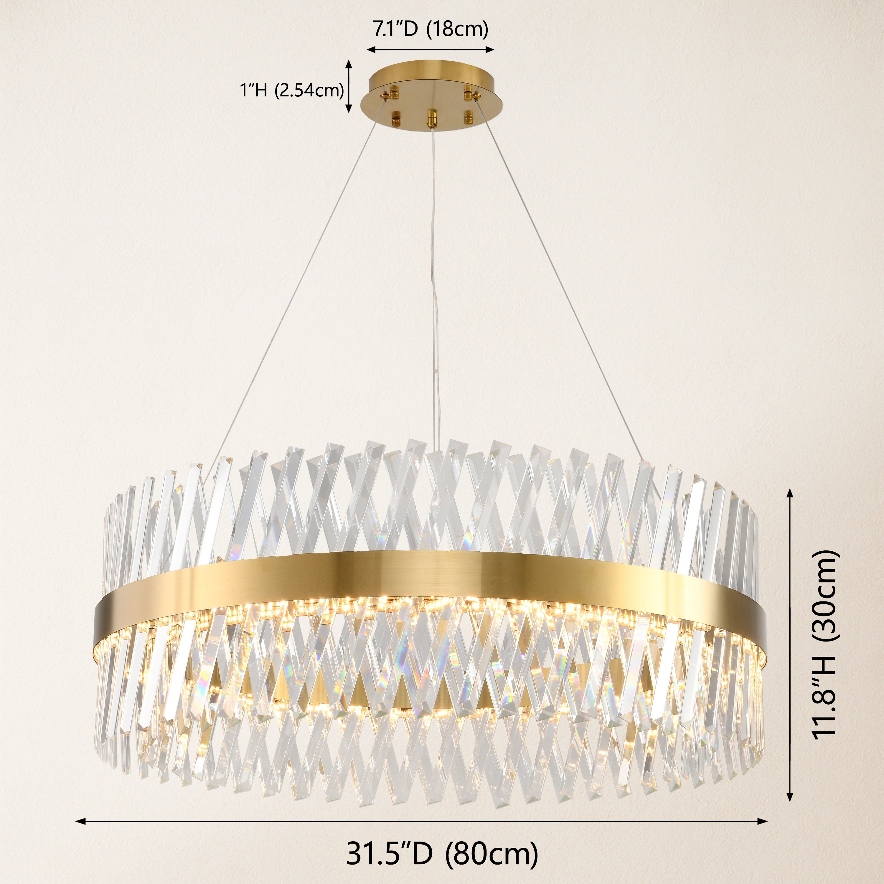 Vetro Prism Crystal Round Chandelier 32"D