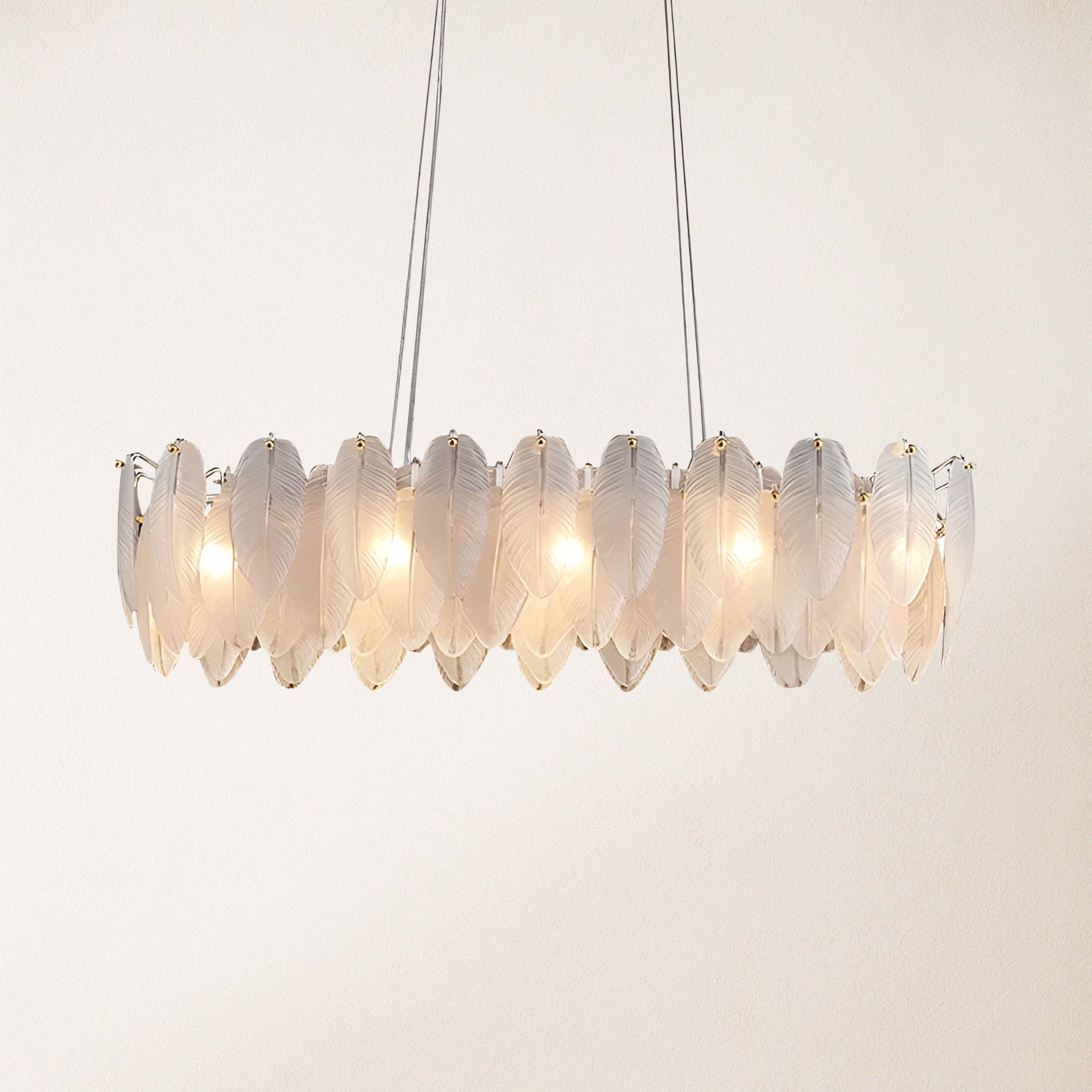Avelis Glass Feather Linear Chandelier 40"W