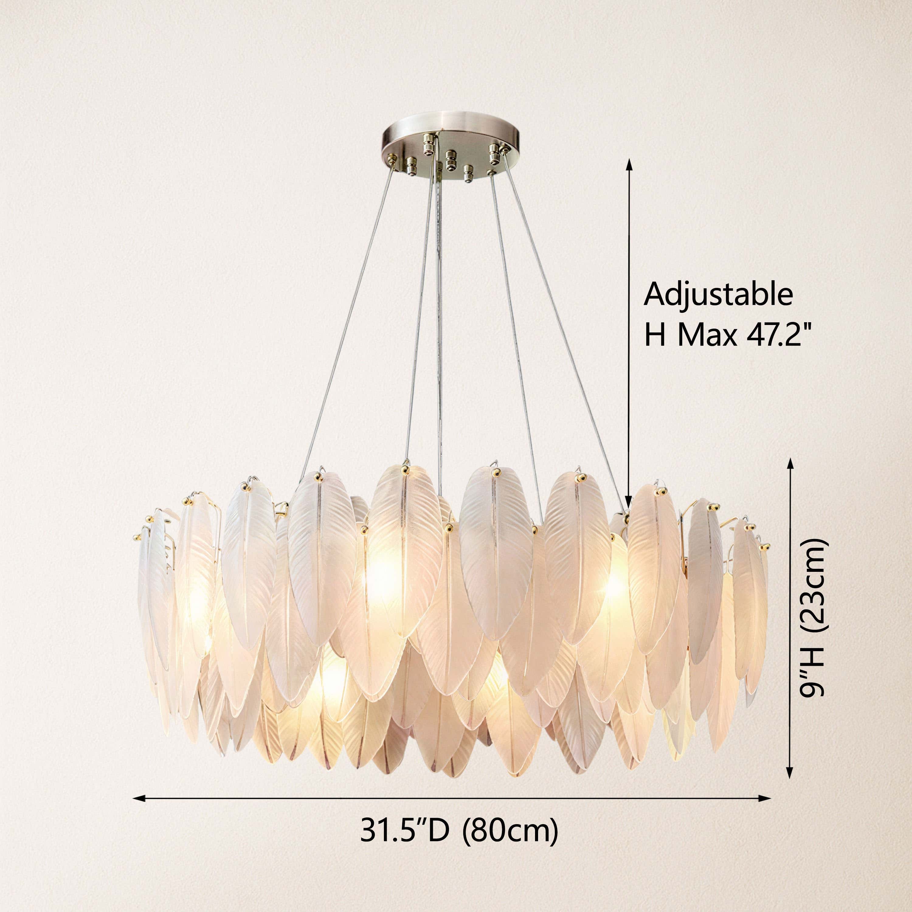 Avelis Glass Feather Round Chandelier 31.5"D