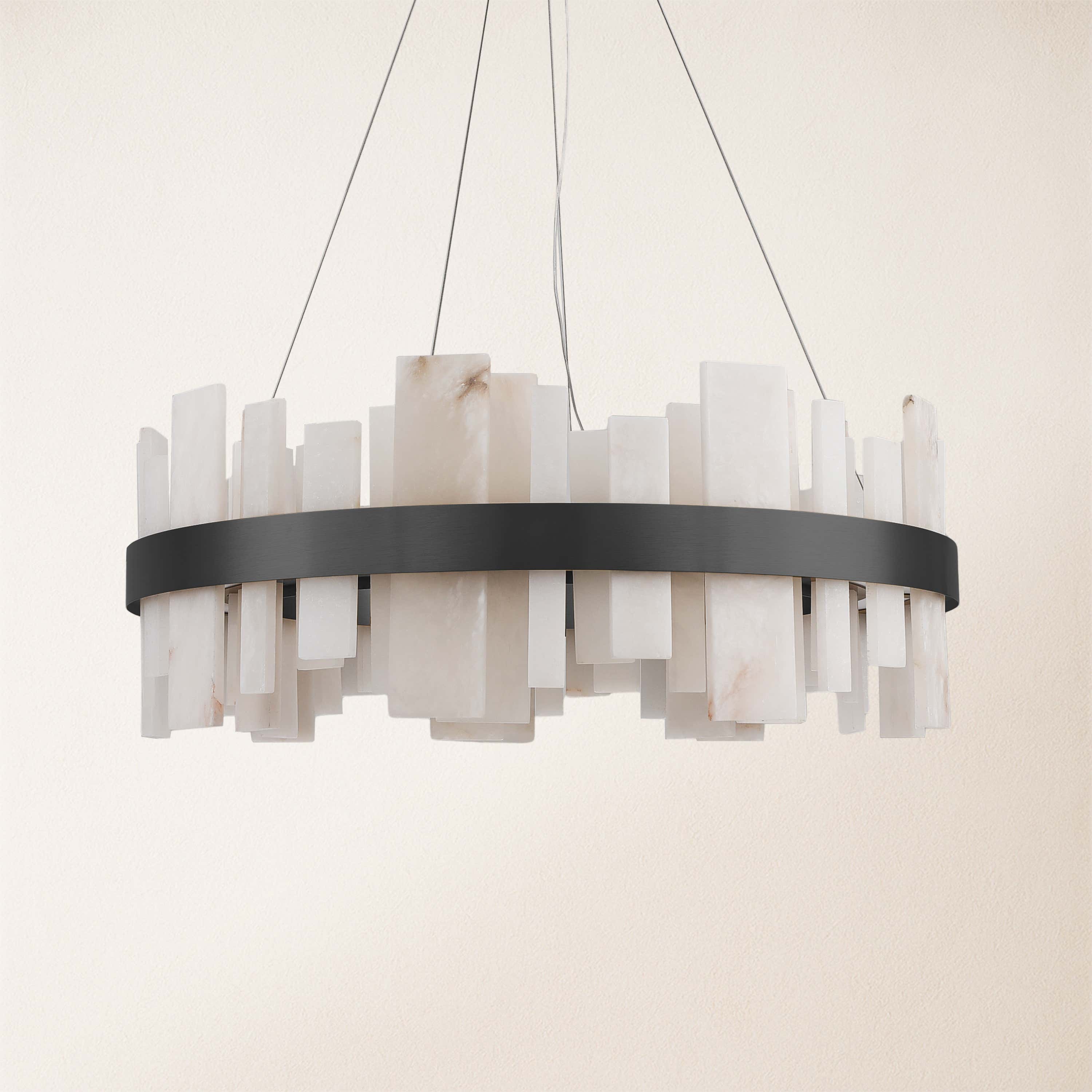 Nocturne Alabaster Round Chandelier 32"