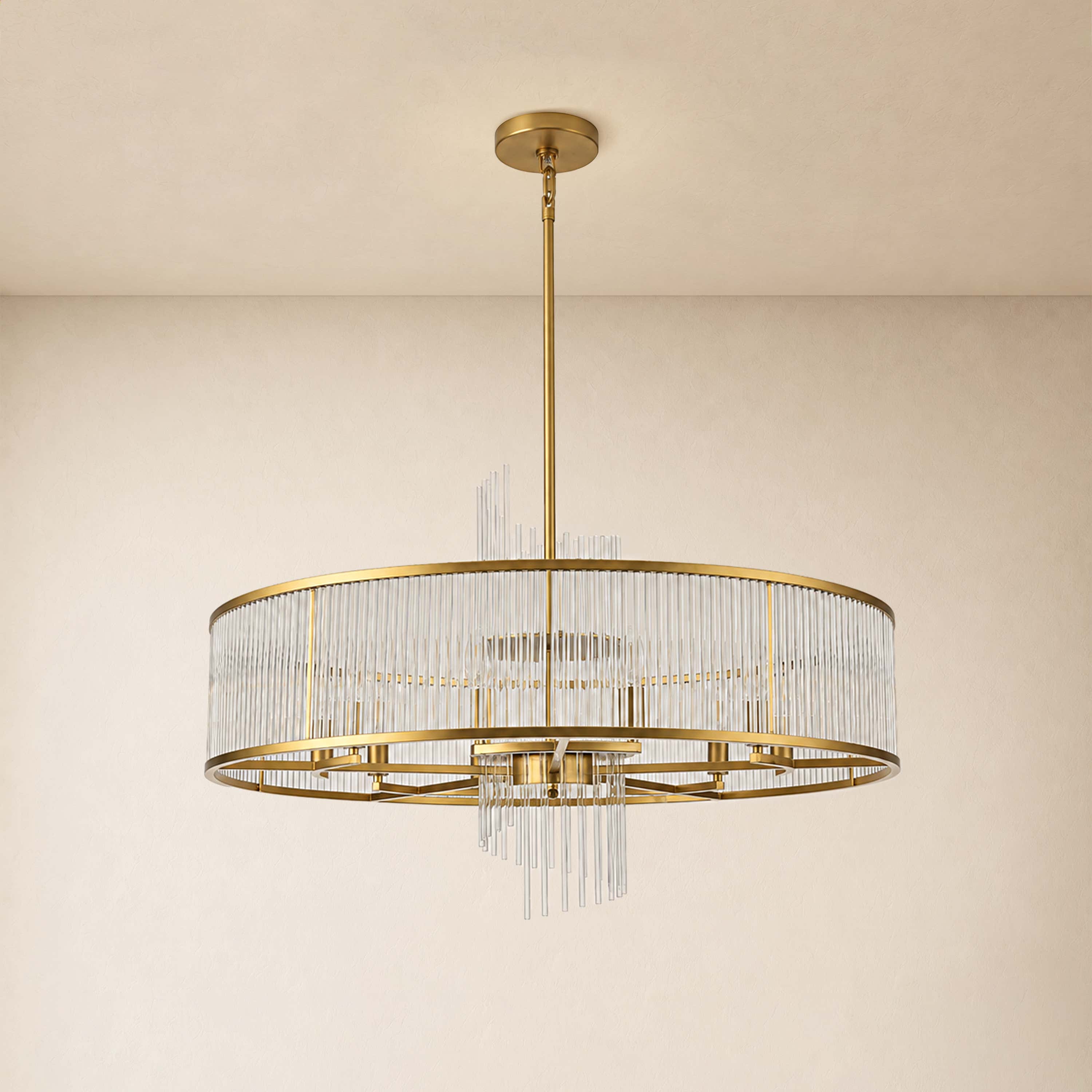 Virellune Glass Rod Round Chandelier 24" 36"D