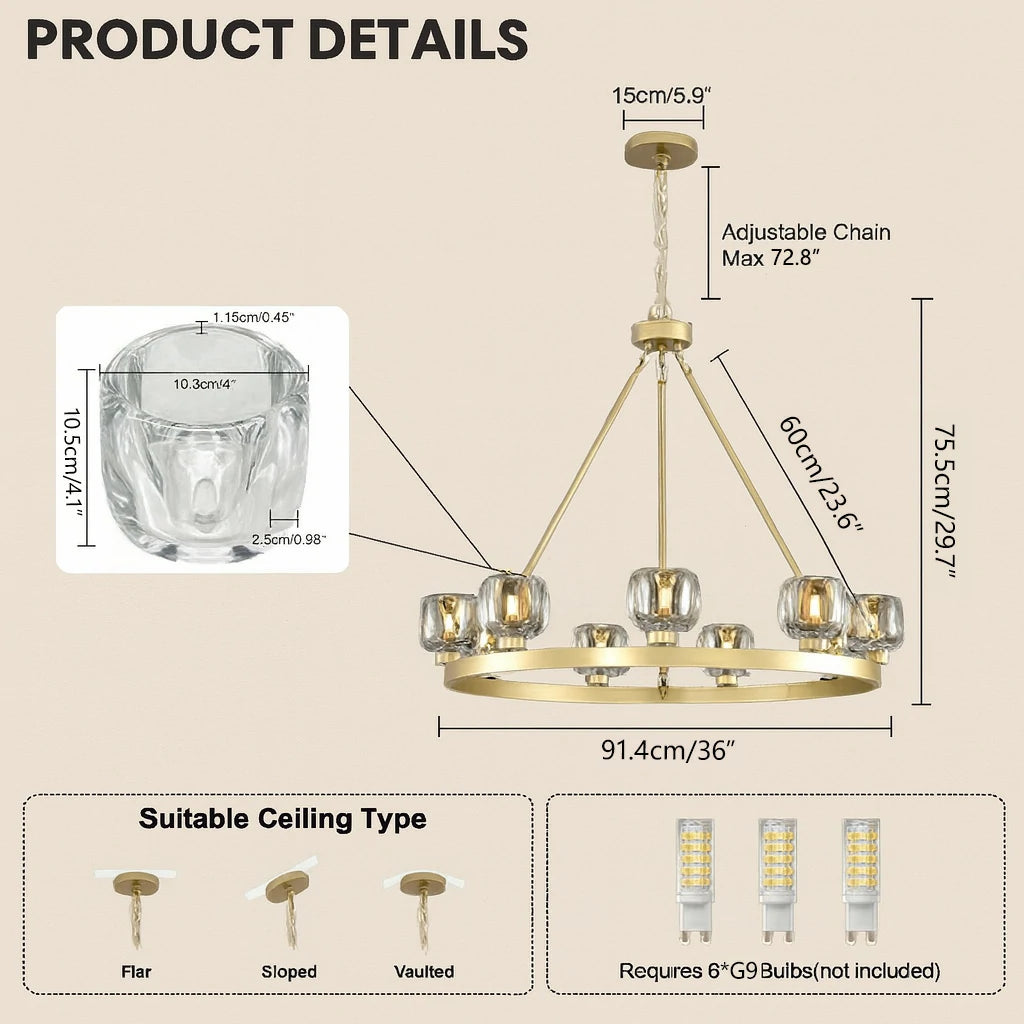 Vellum Round Chandelier 36"D