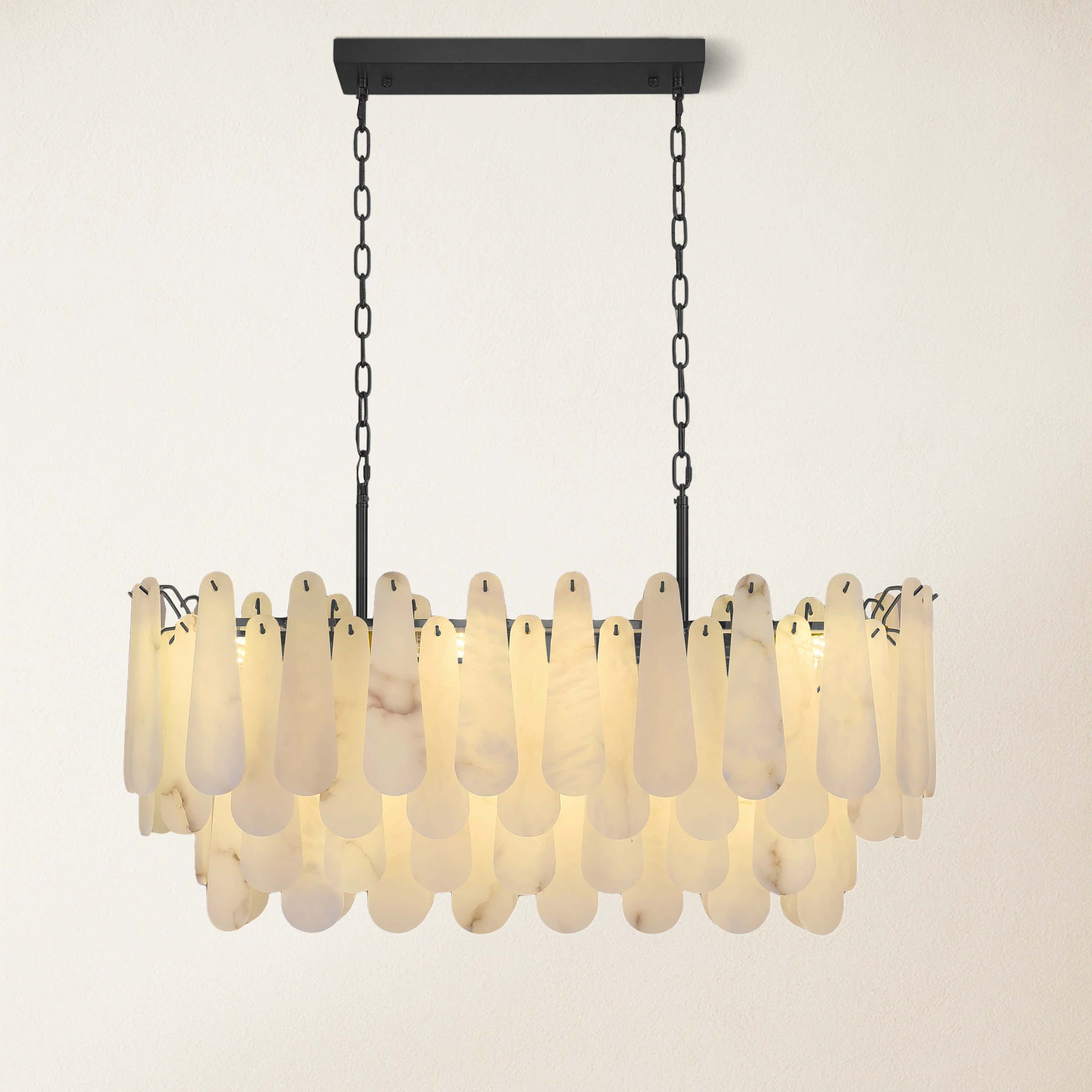 Caldera Alabaster Rectangular Chandelier 40"