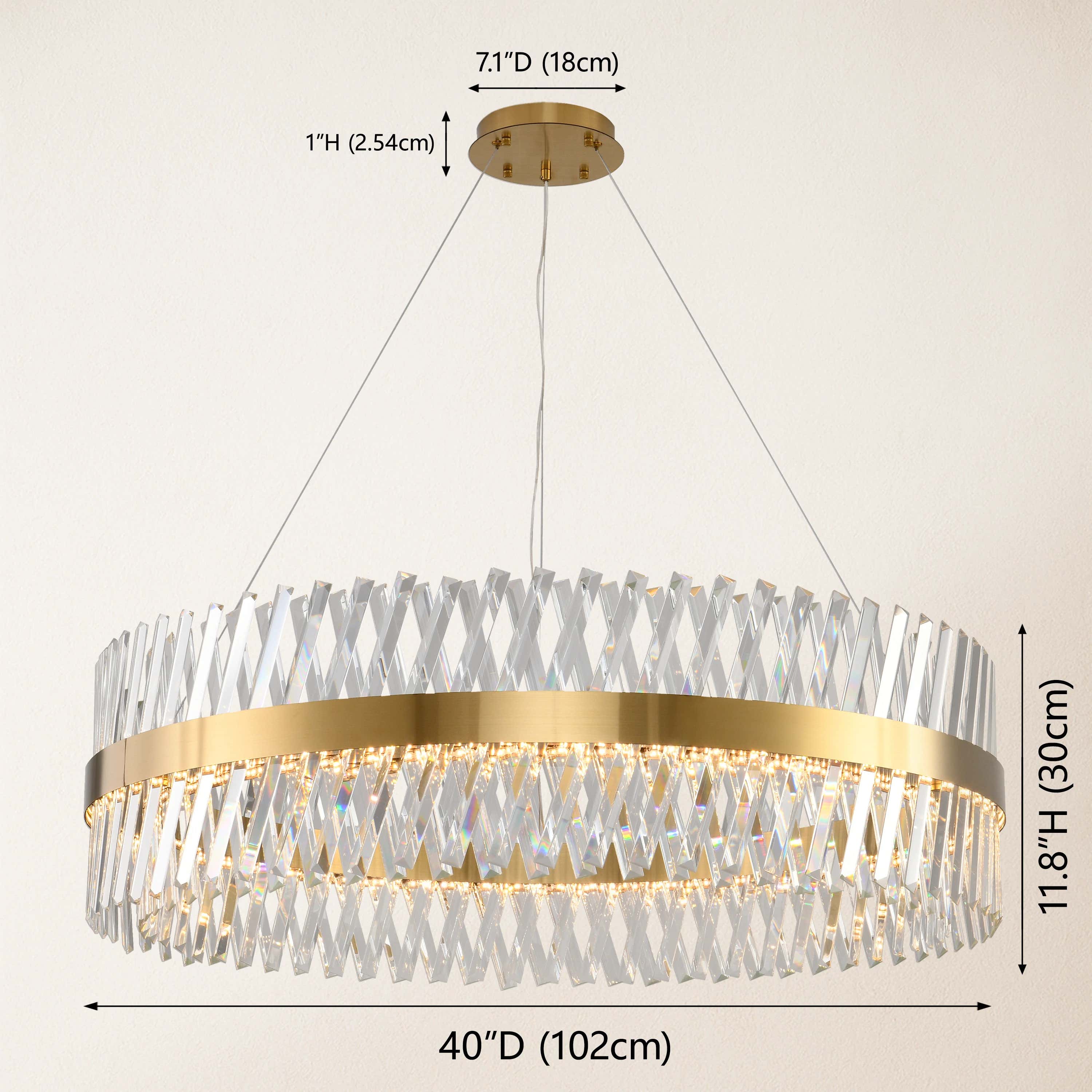Vetro Prism Crystal Round Chandelier 40"D
