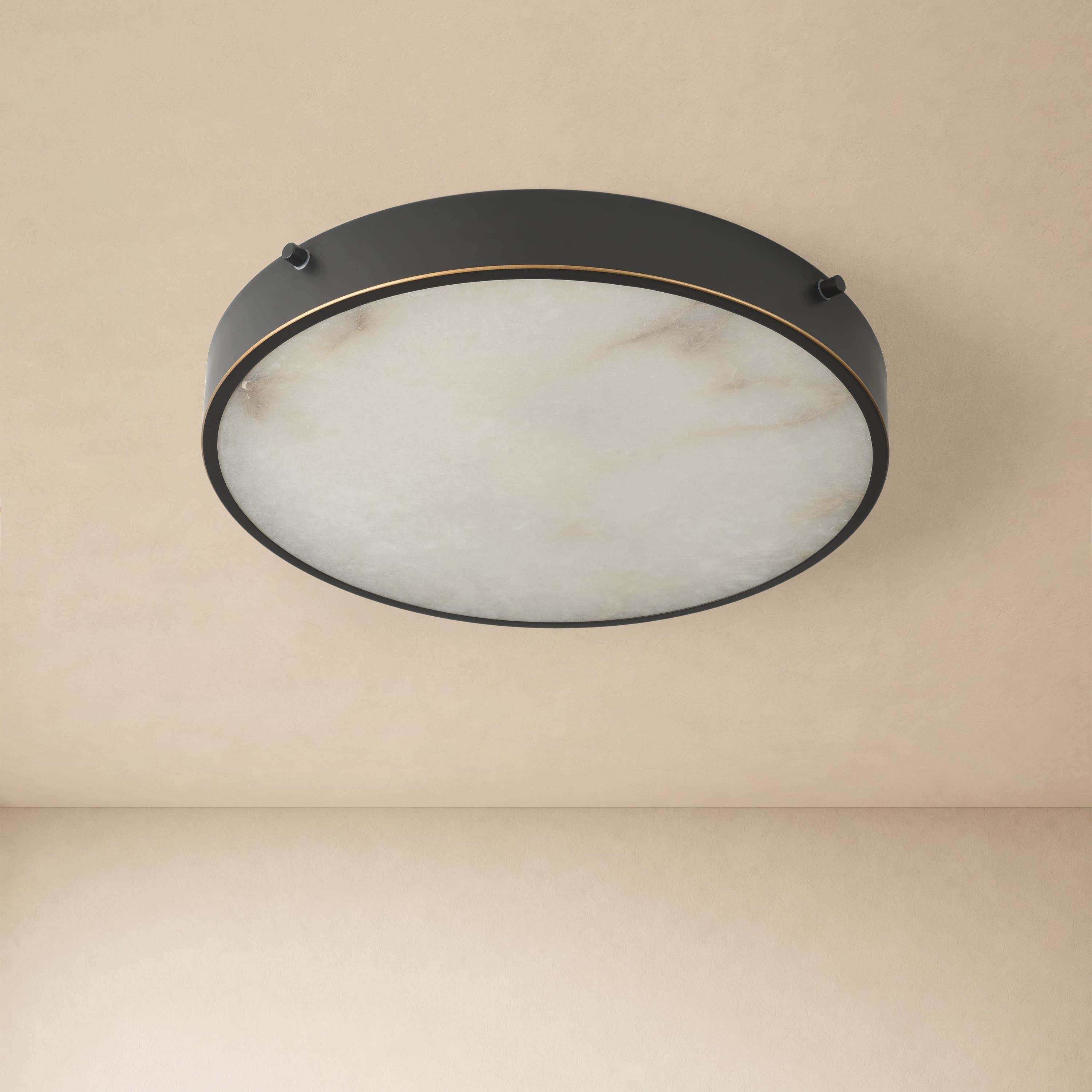 Roselyn Alabaster Round Flush Mount 16"D