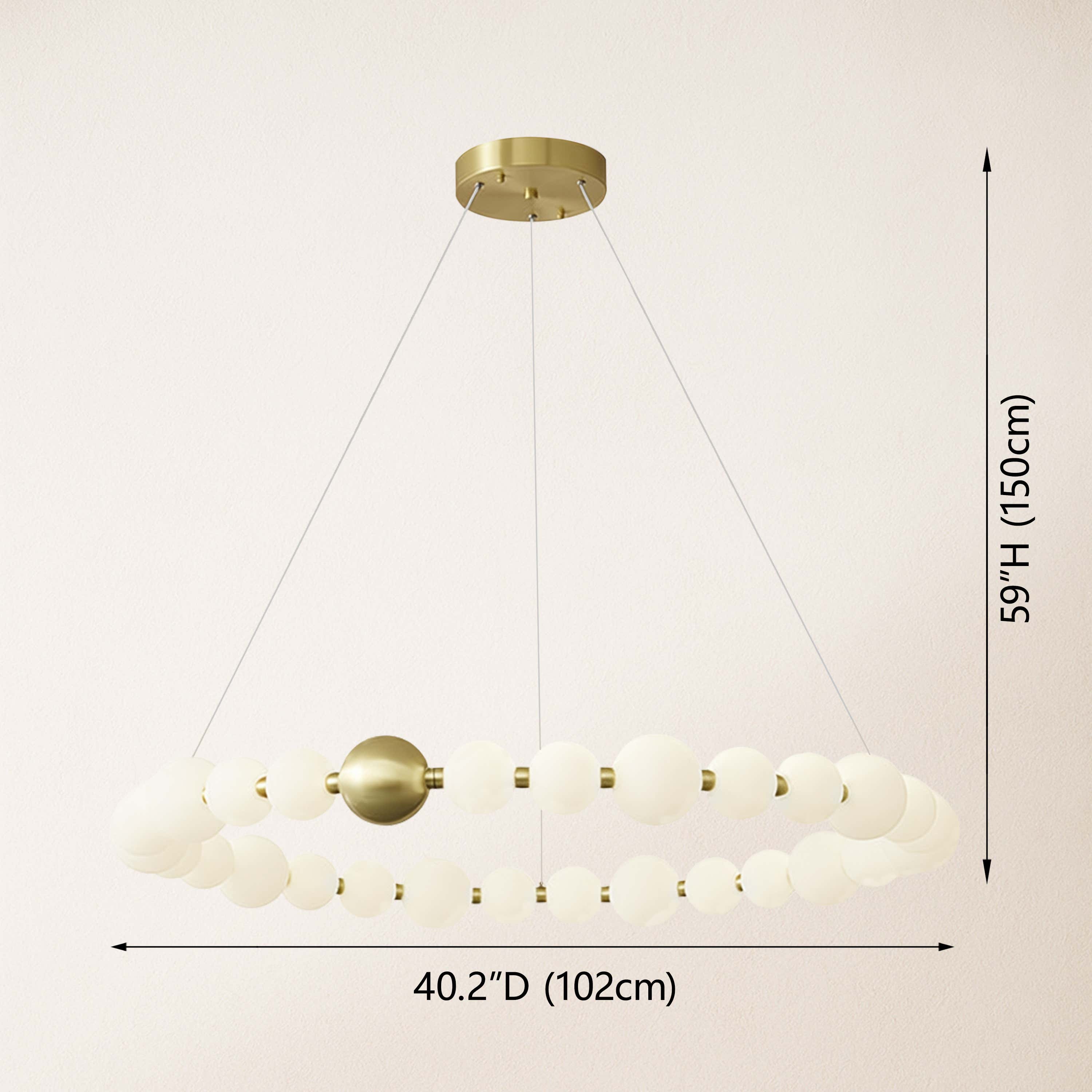 Velora Pearl Bead Round Chandelier 40"D
