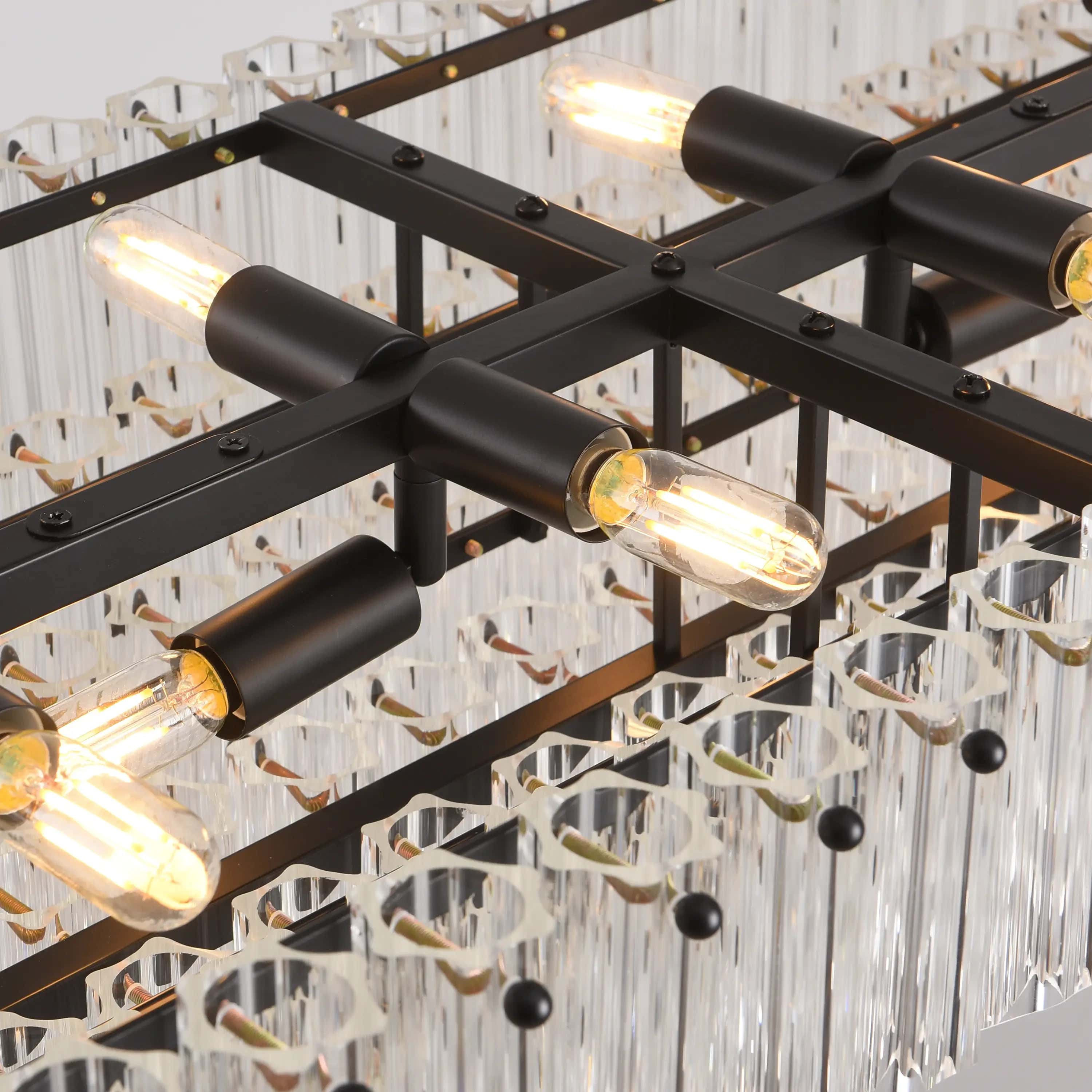 Ethereal Radiance Crystal Rectangular Chandelier 43"L