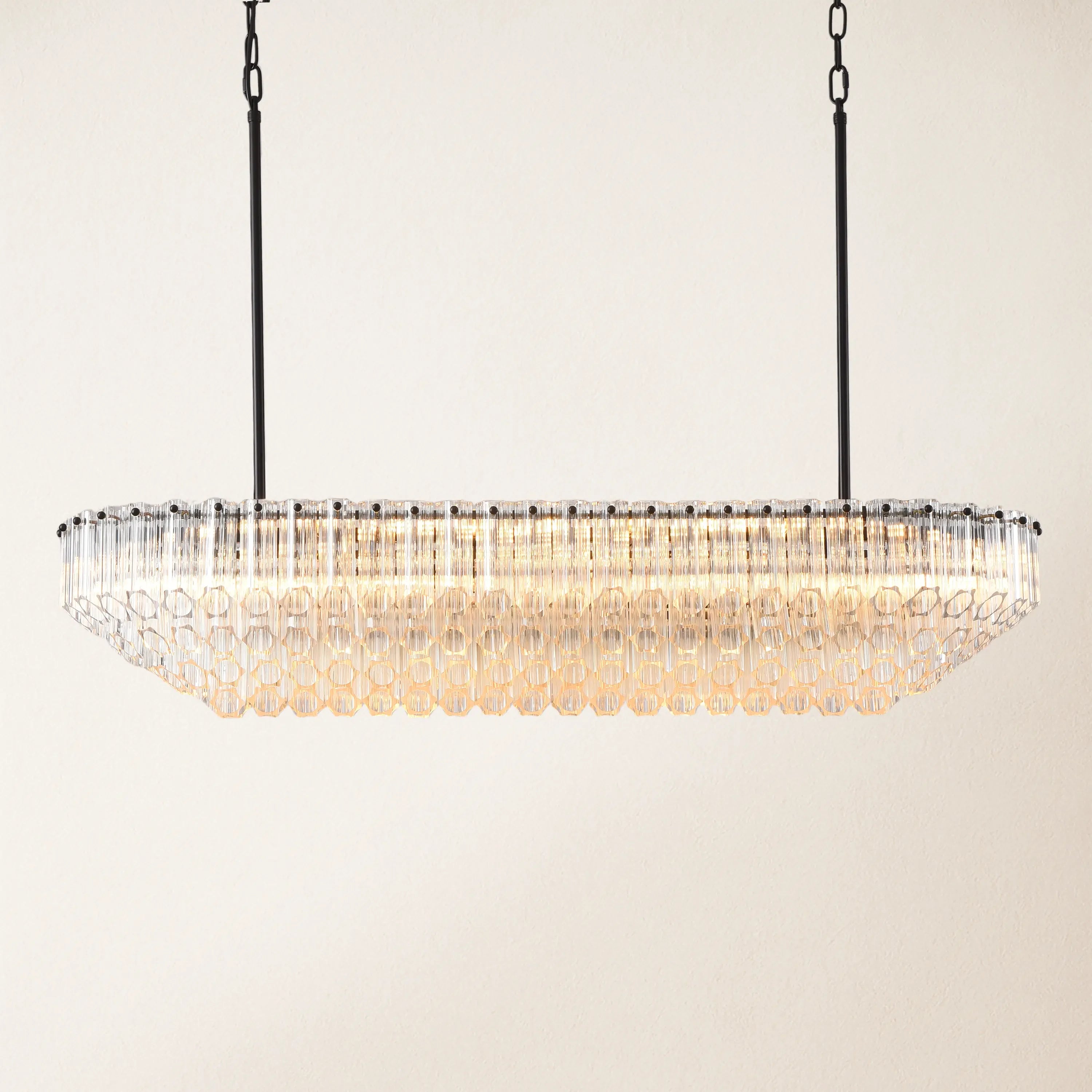 Ethereal Radiance Crystal Rectangular Chandelier 43"L