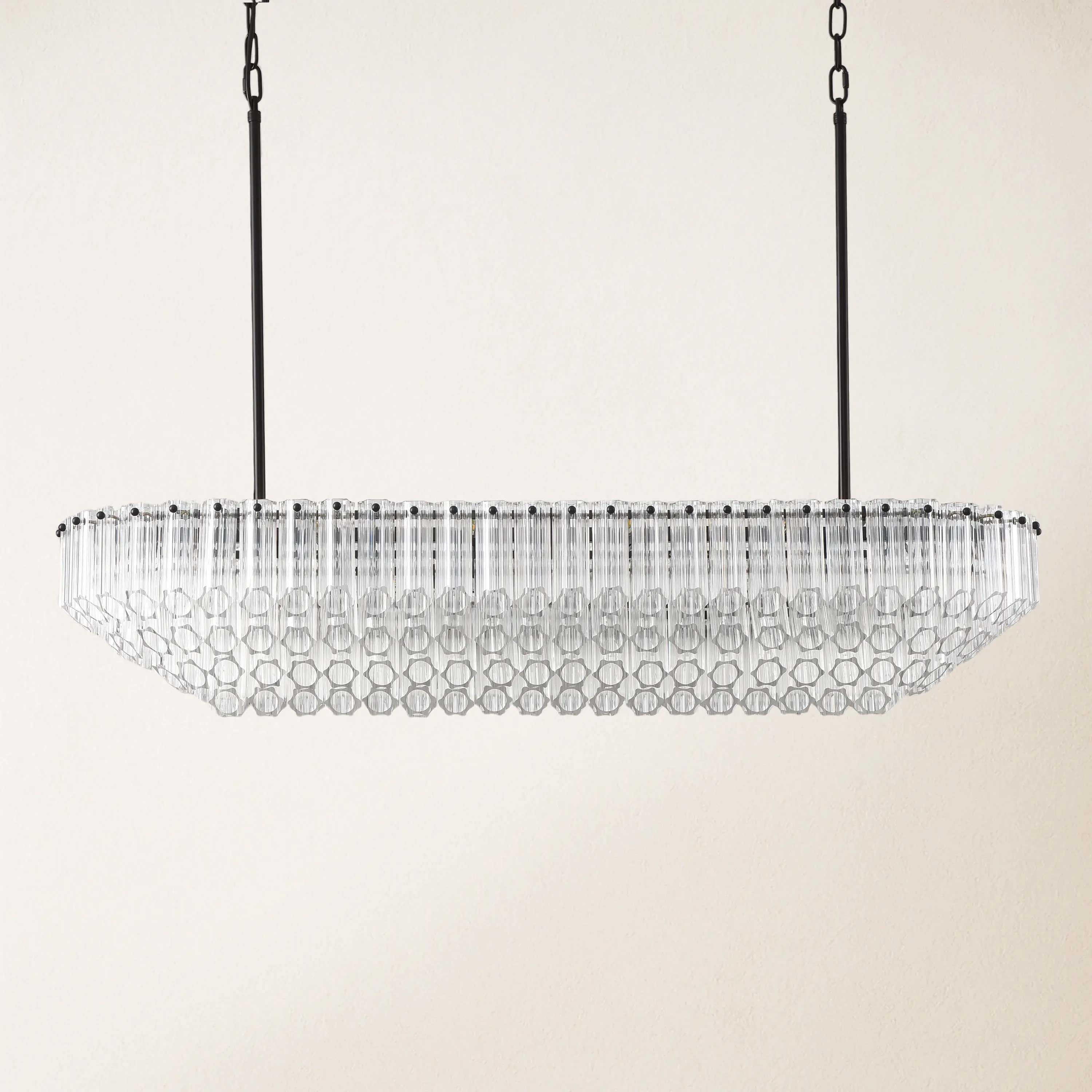 Ethereal Radiance Crystal Rectangular Chandelier 43"L