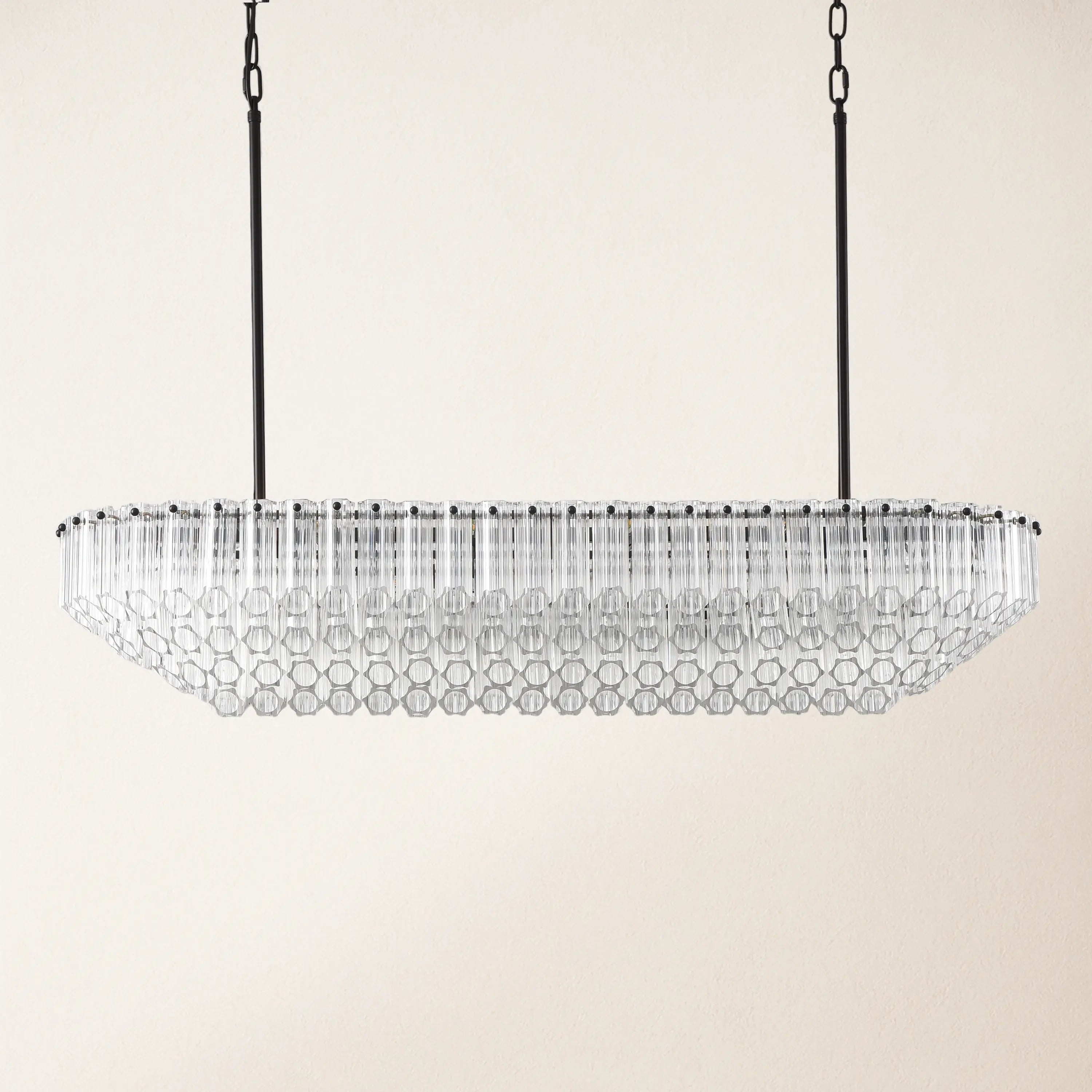 Ethereal Radiance Crystal Rectangular Chandelier 43"L