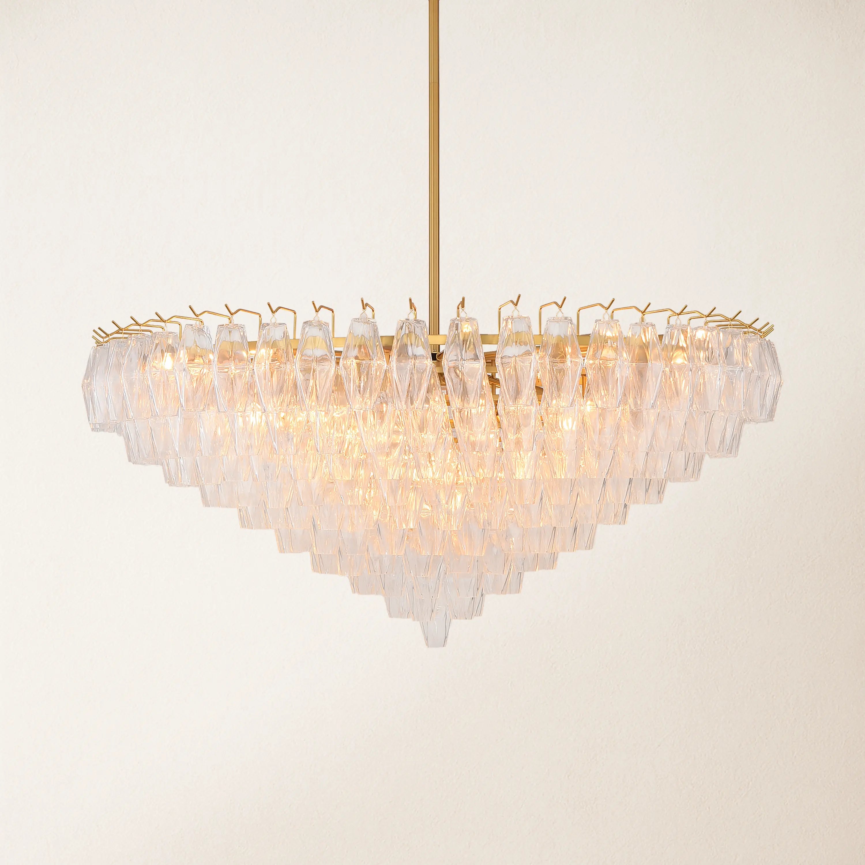 Celestial Drop Round Crystal Glass Chandelier 48"D