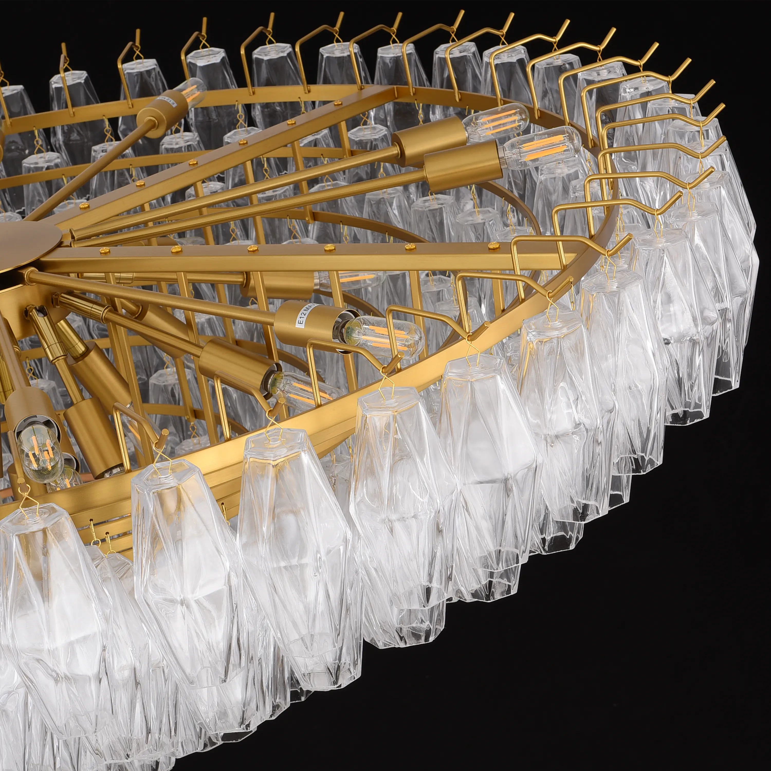 Celestial Drop Round Crystal Glass Chandelier 48"D