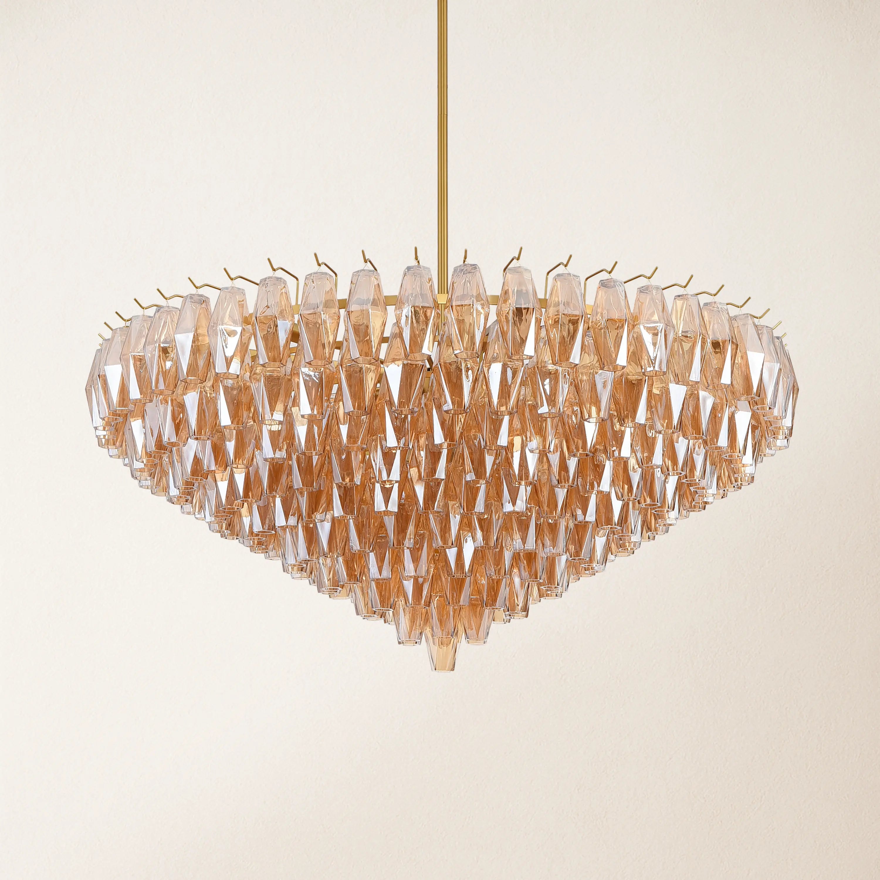 Celestial Drop Round Crystal Glass Chandelier 48"D