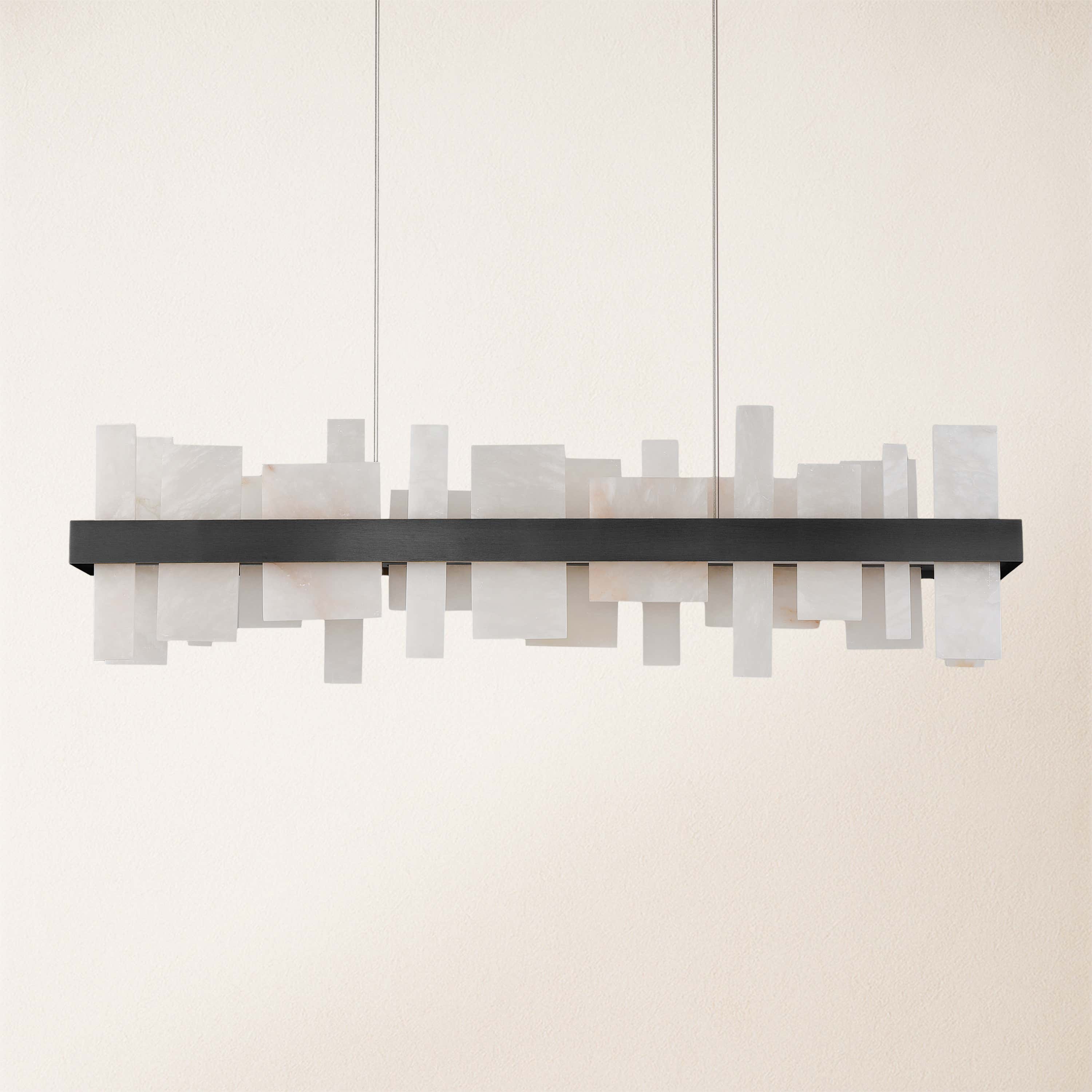 Nocturne Alabaster Rectangular Chandelier 48"