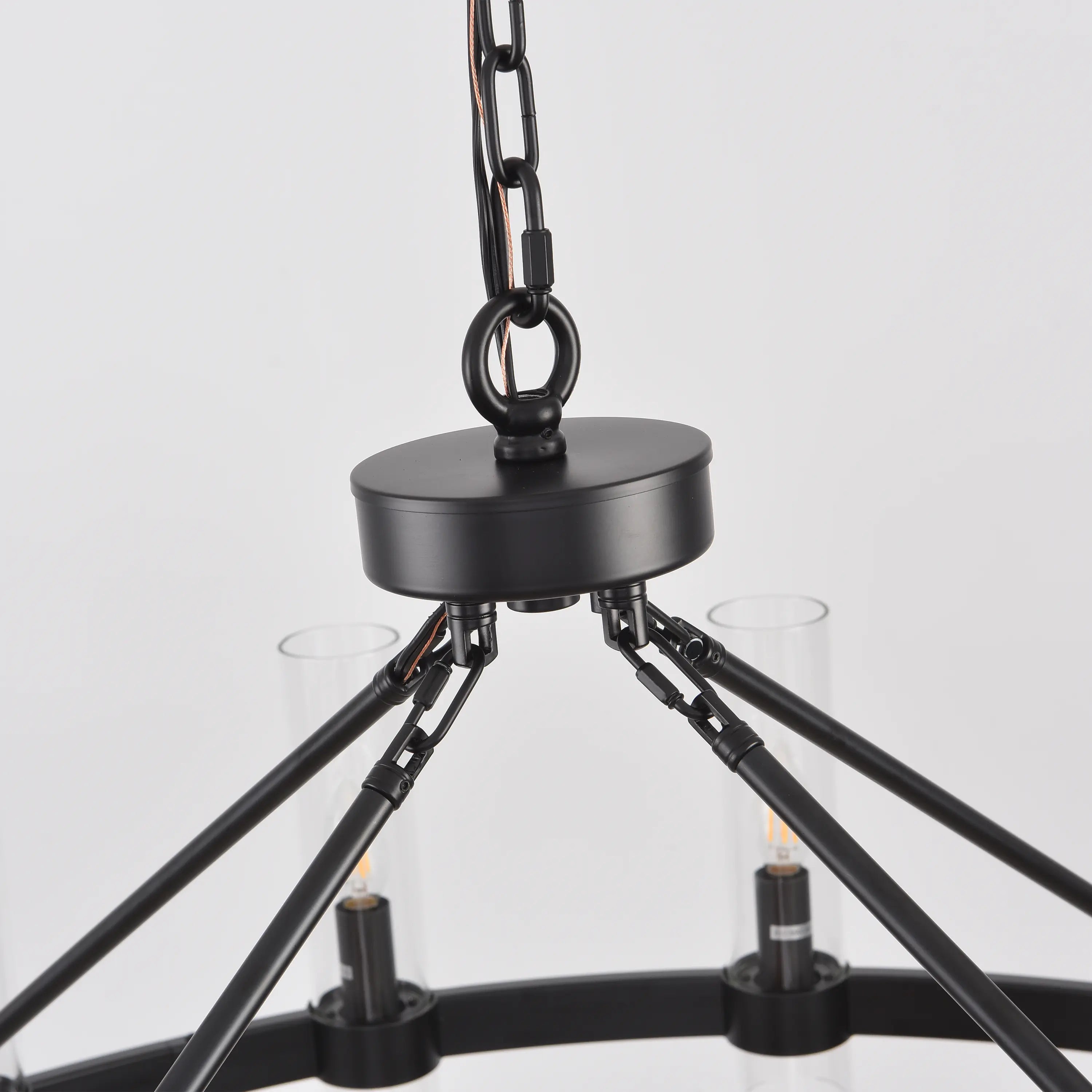 Cylora Glass Tube Round Chain Chandelier 48"D