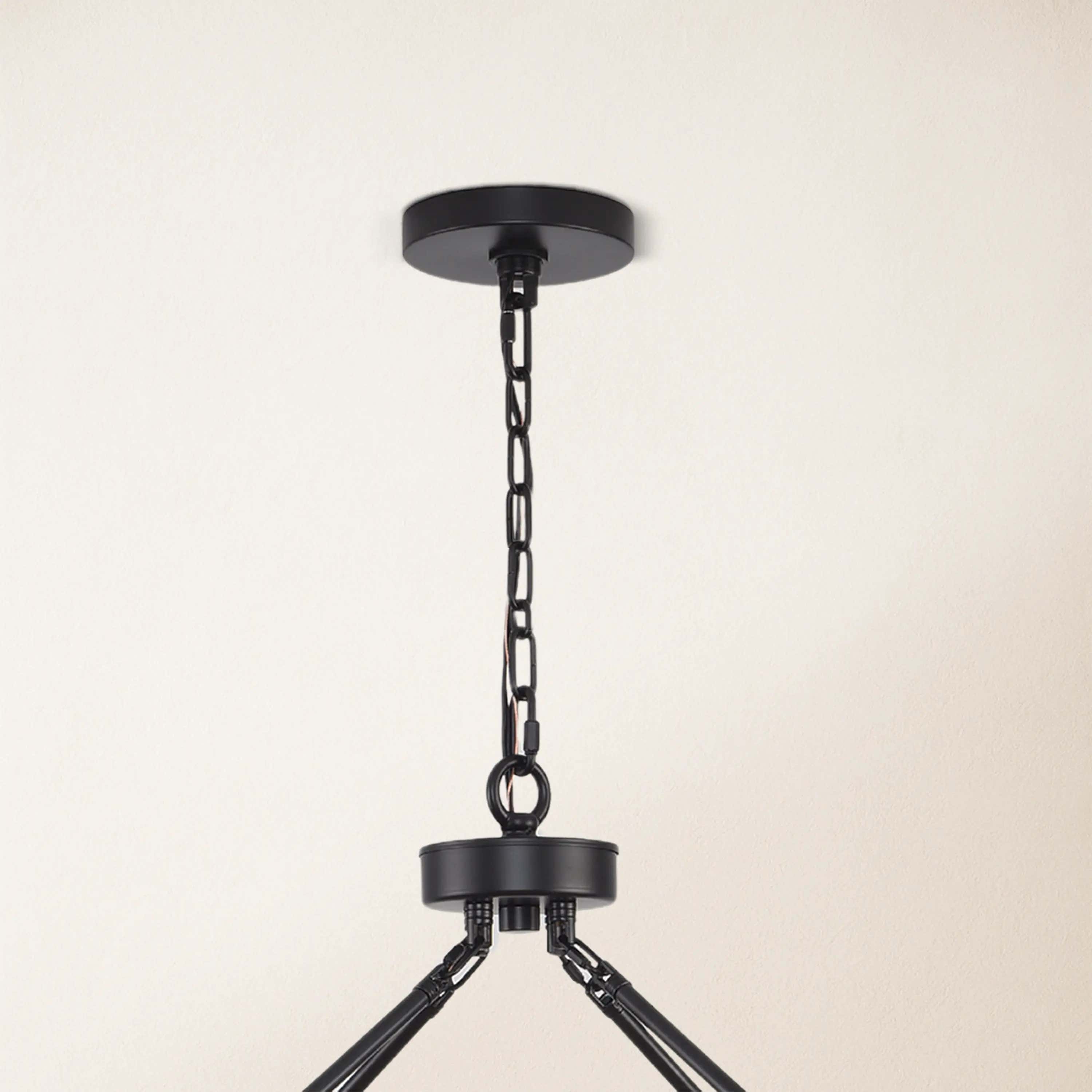 Cylora Glass Tube Round Chain Chandelier 48"D#Finish_Black