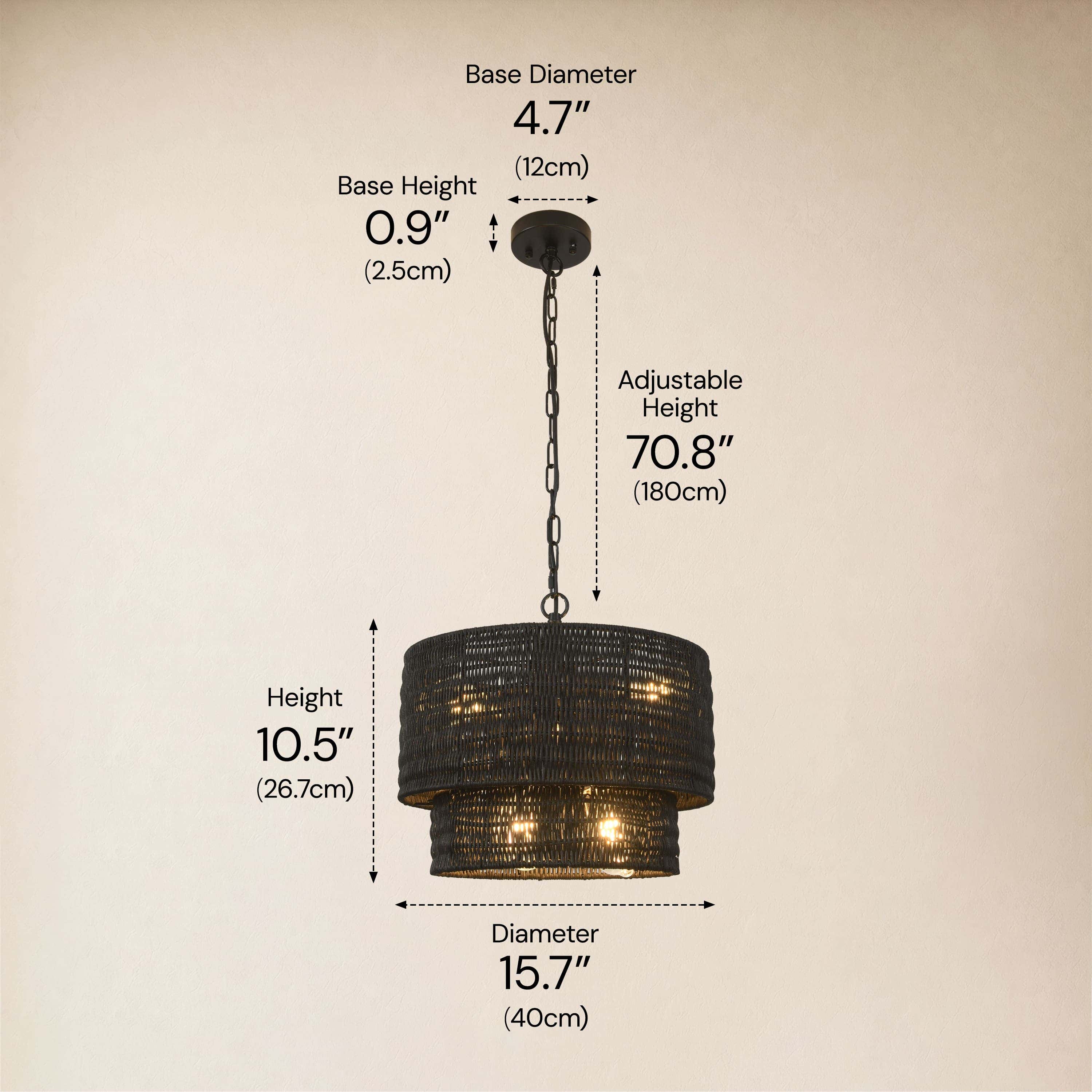 Cavana Rattan Round Pendant 16"D