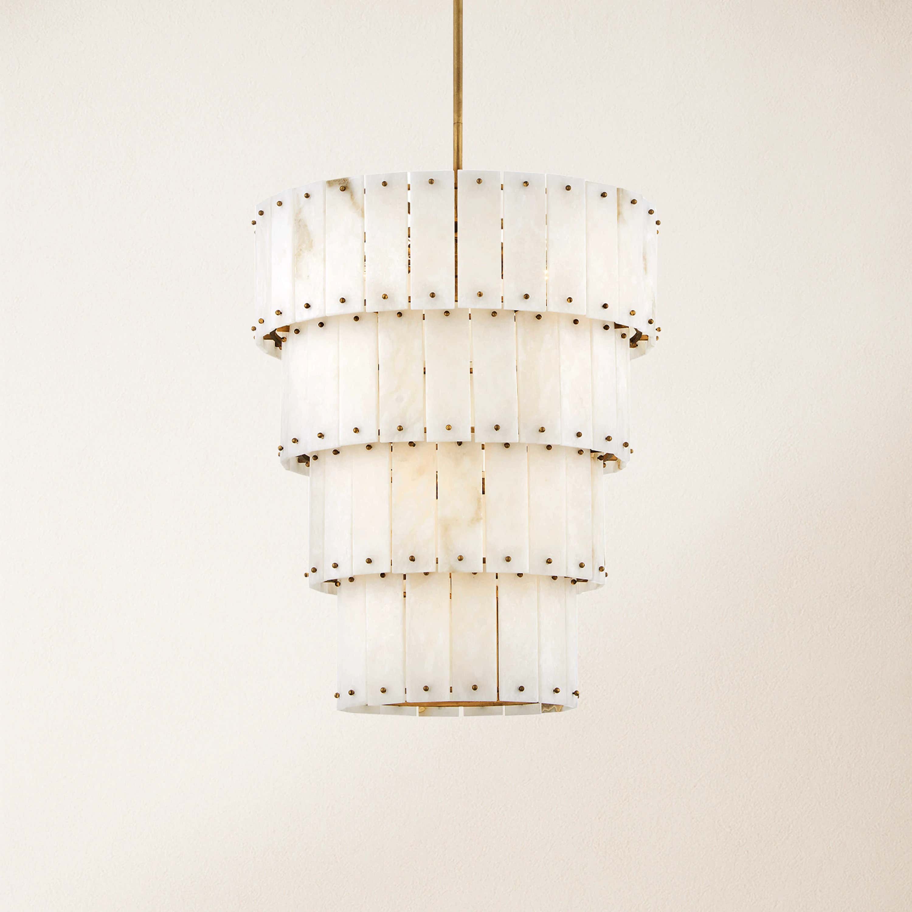 Rancho Alabaster 4-Tier Round Chandelier 24''D#Finish_Gold