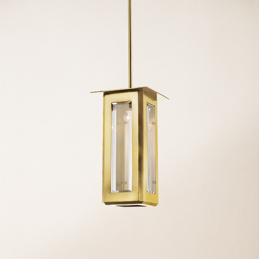 Baluster Rectangle Glass Pendant 7"W#Finish_Gold