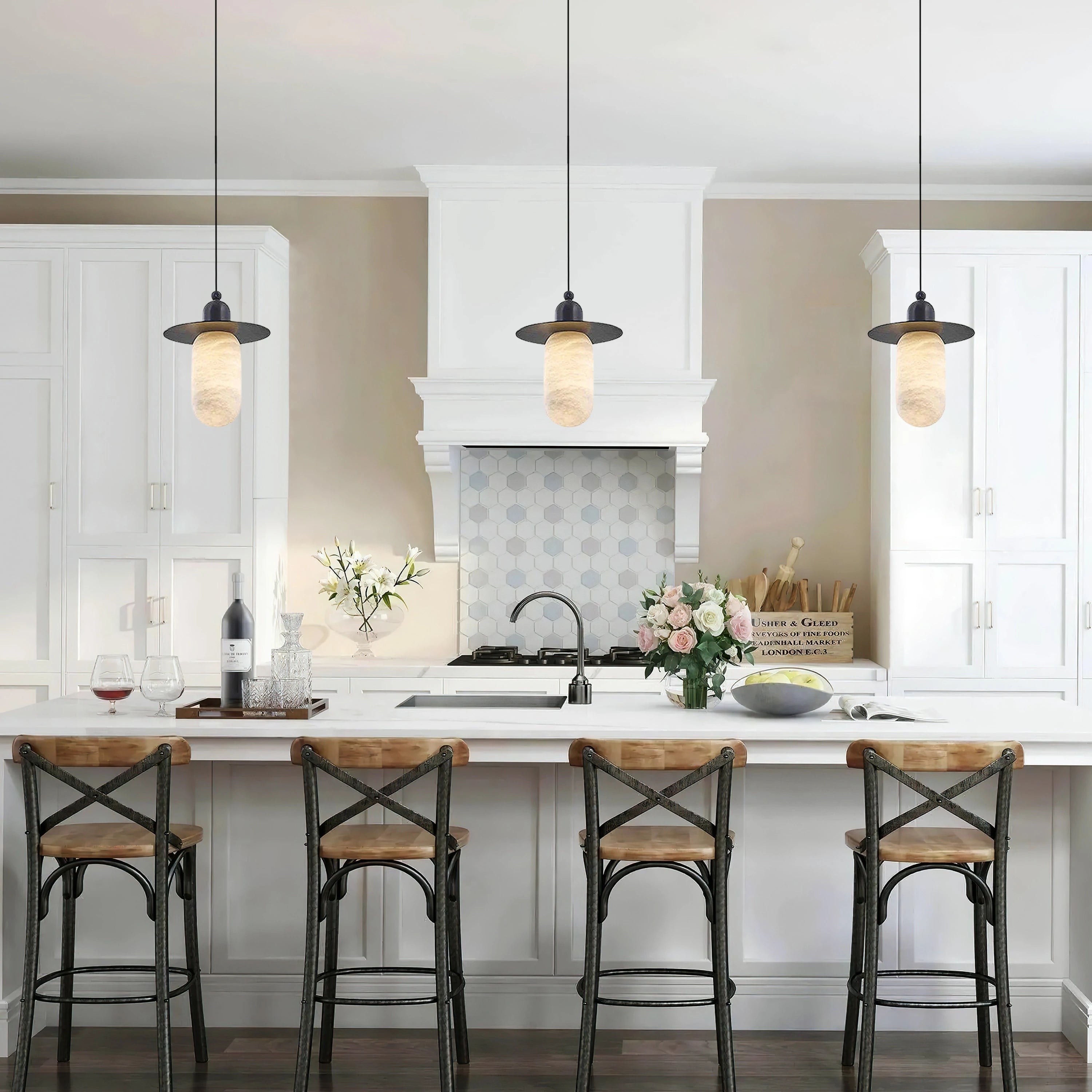 Bloom Alabaster Grace Pendant 6" H