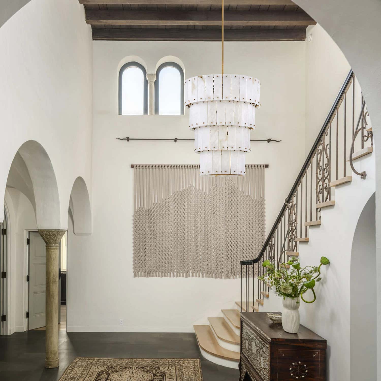 Rancho Alabaster 4-Tier Round Chandelier 24''D#Finish_Gold