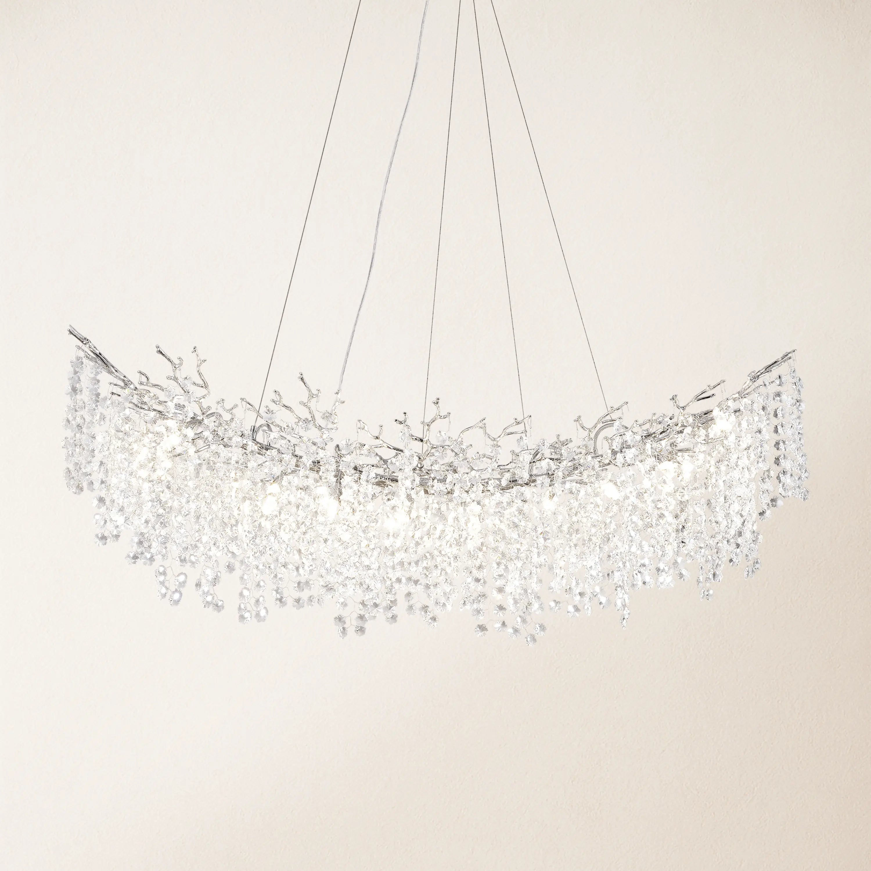 Lustre Branches Crystal Rectangular Chandelier 55"W