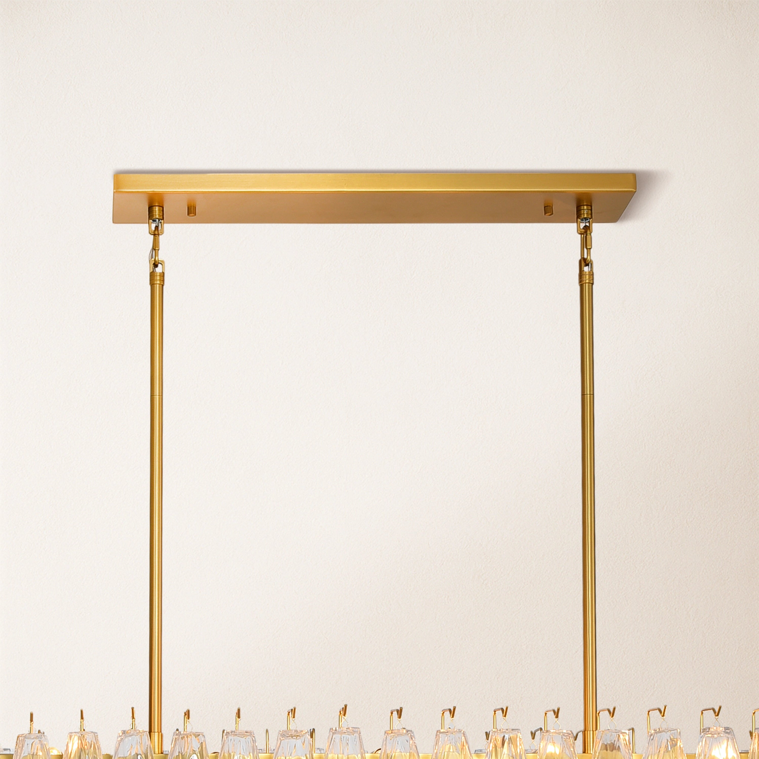 Celestial Drop Muti-Tier Rectangle Crystal Glass Chandelier 54"W