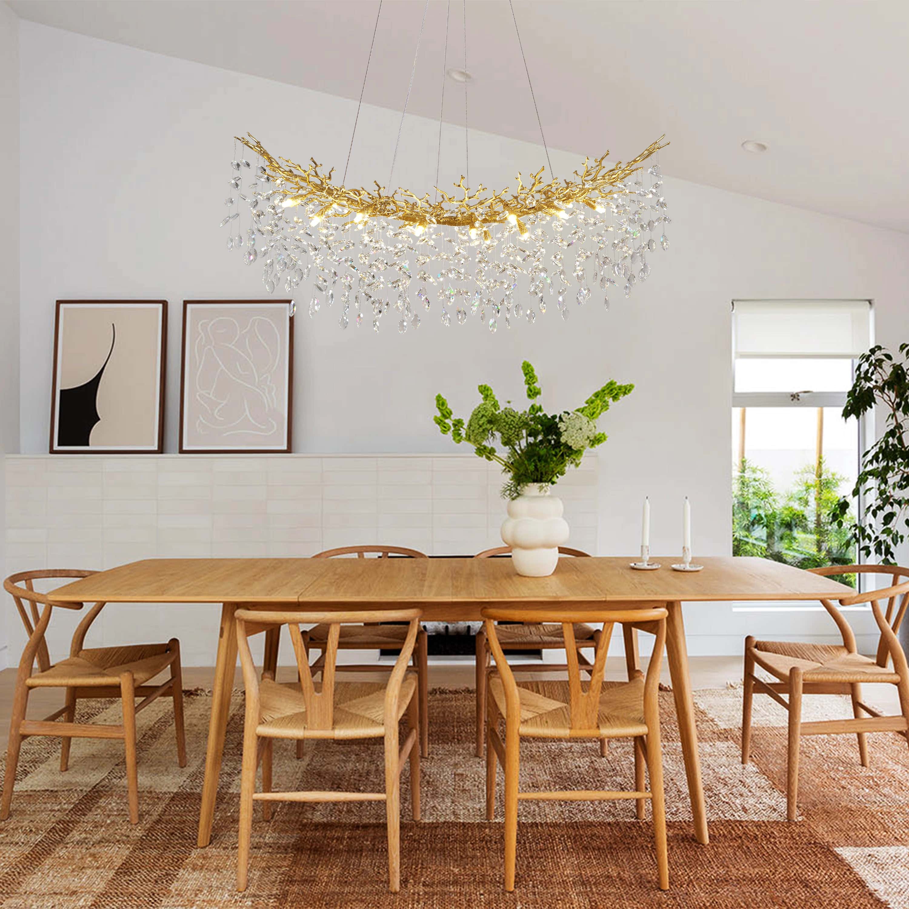 Frostleaf Crystal Cascade Tree Branch Linear Chandelier 55"W