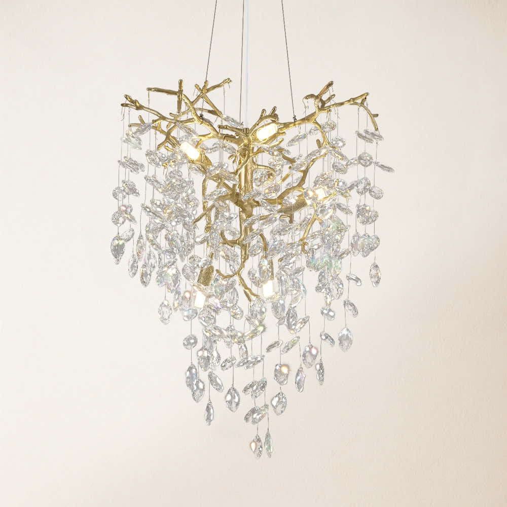 Frostleaf Crystal Grand Cascade Branches Chandelier 21"D