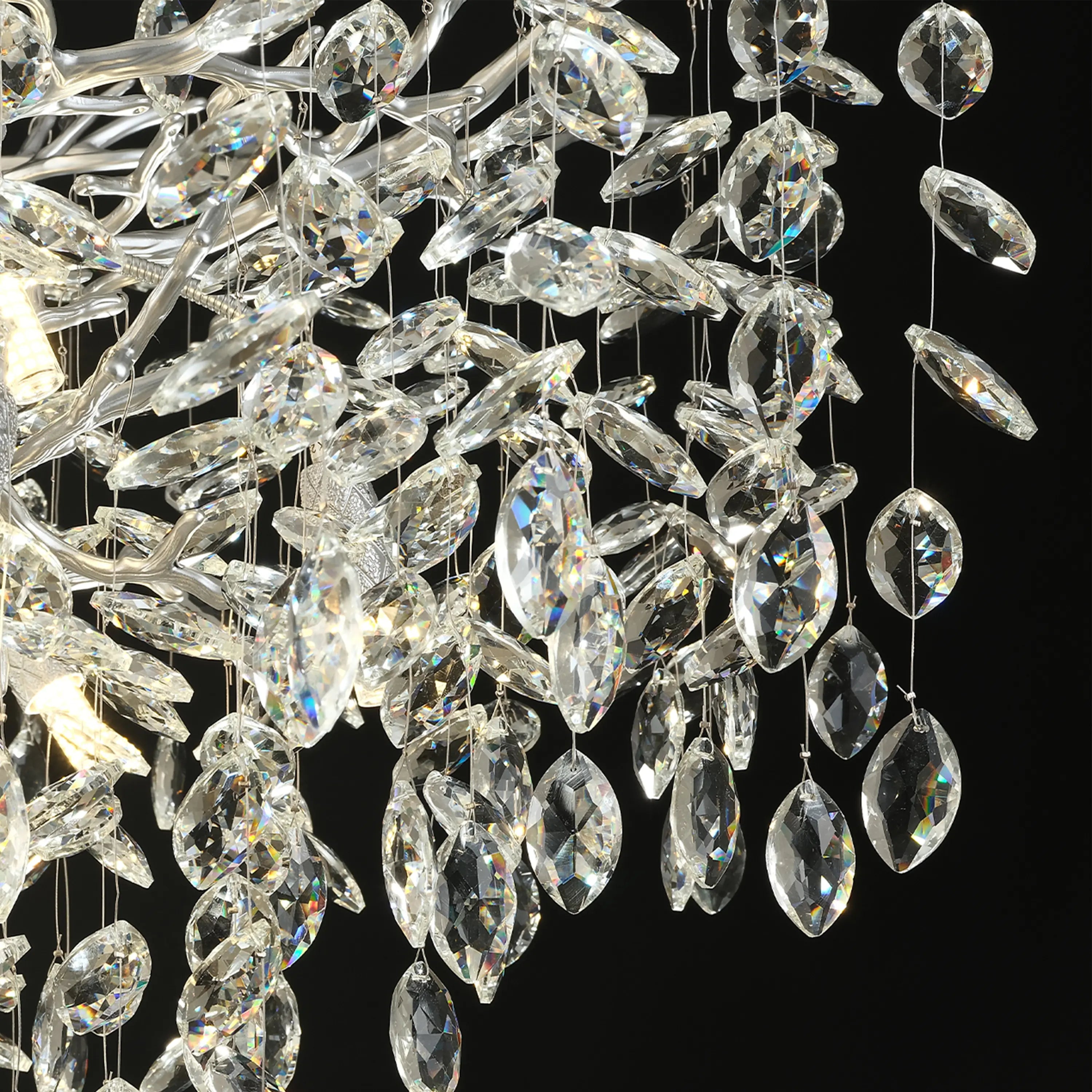 Frostleaf Crystal Grand Cascade Branches Chandelier 21"D
