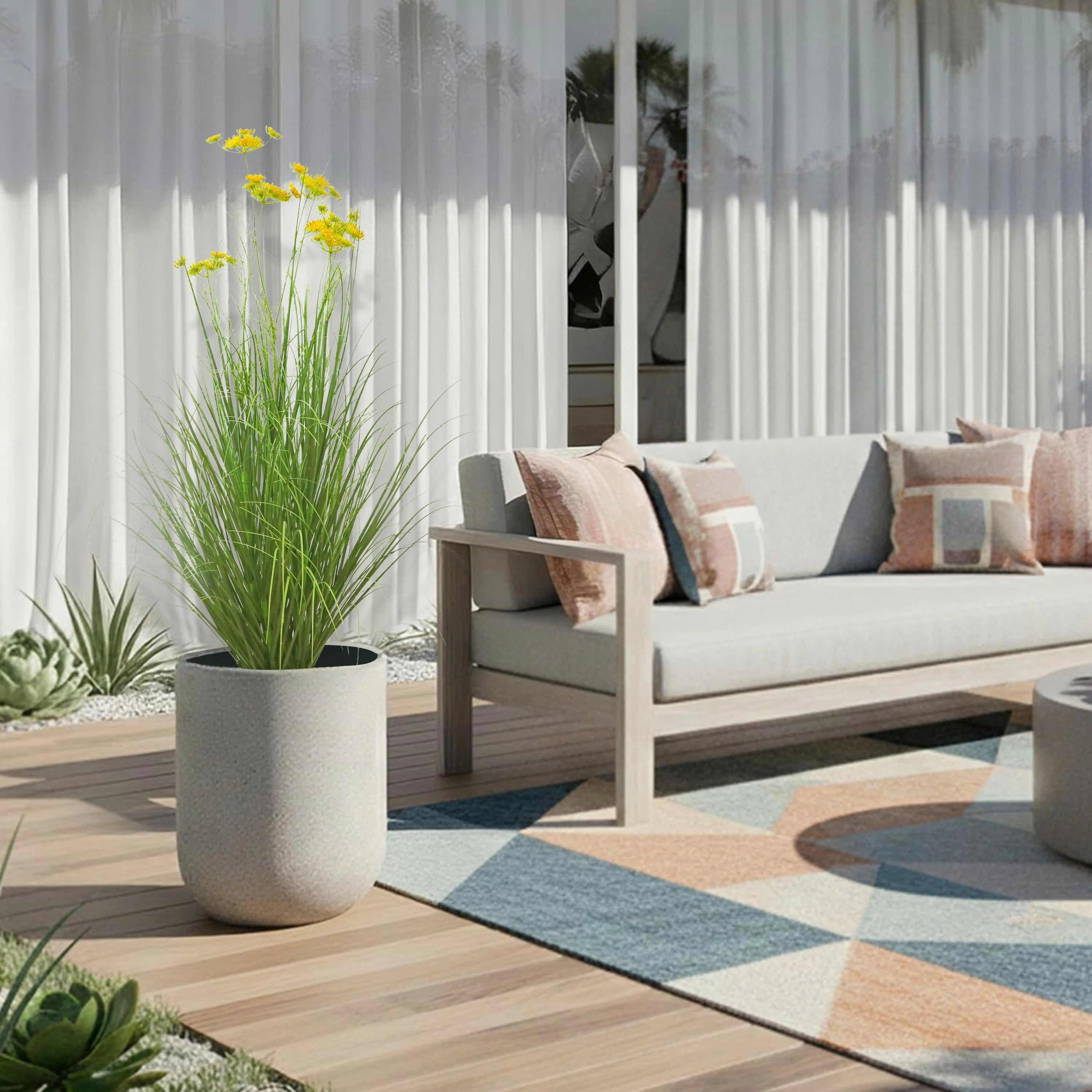 Artificial 6-Head Carrot Flower with Curved Onion Grass Bonsai 110cm H