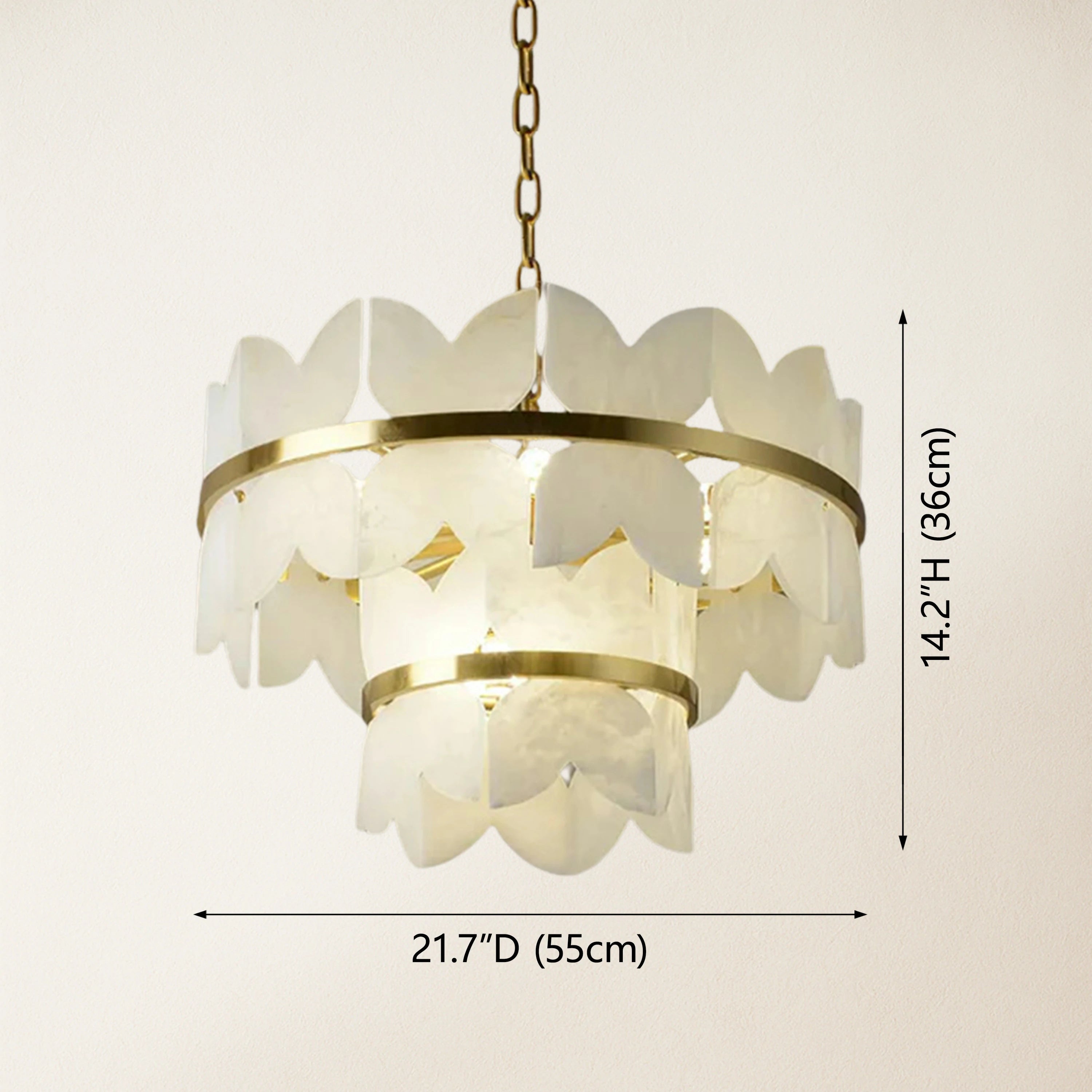 Cloudscape Alabaster Brass 2-Layer Chandelier 22"D
