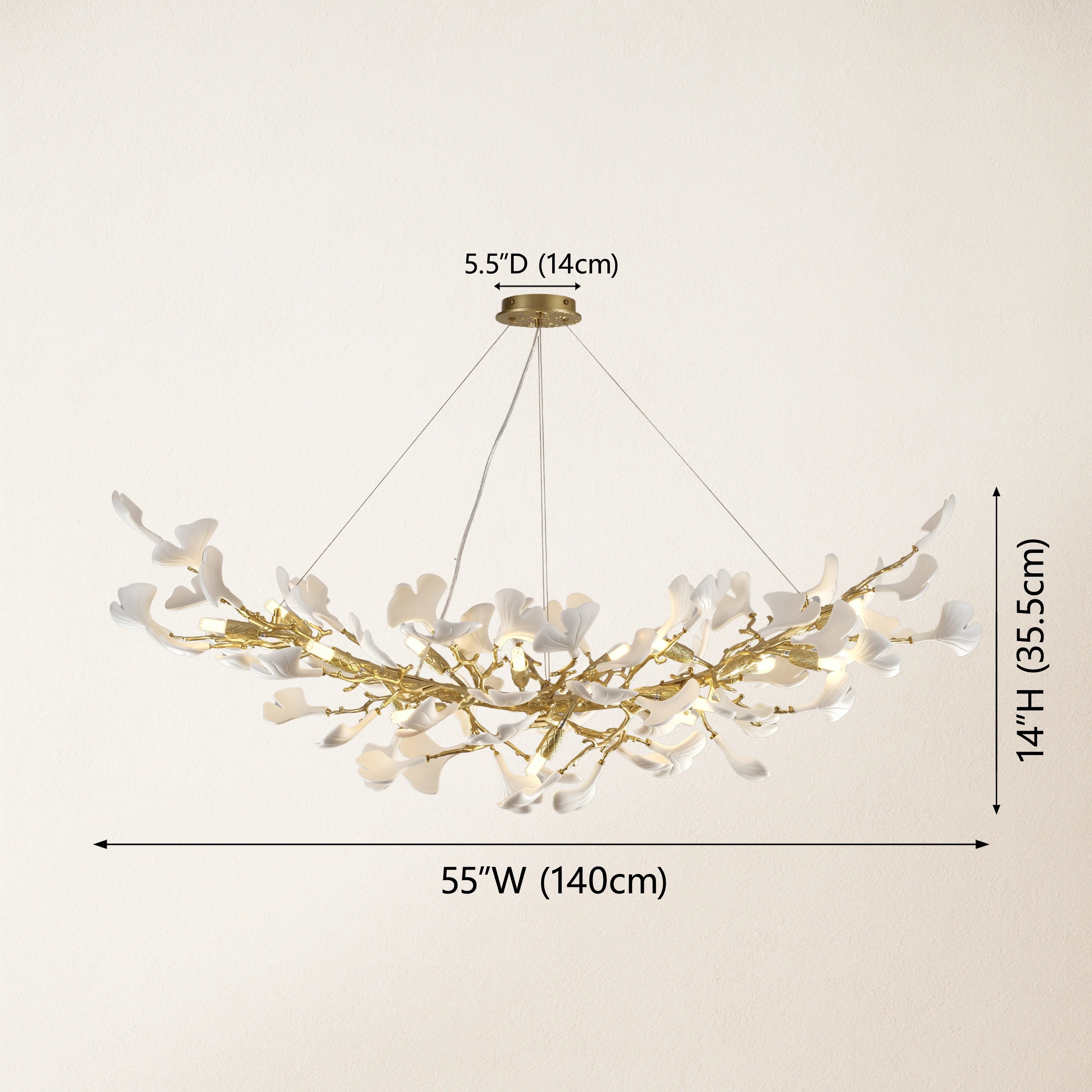 Twilight Branches Ceramic Glow Rectangular Chandelier 55"