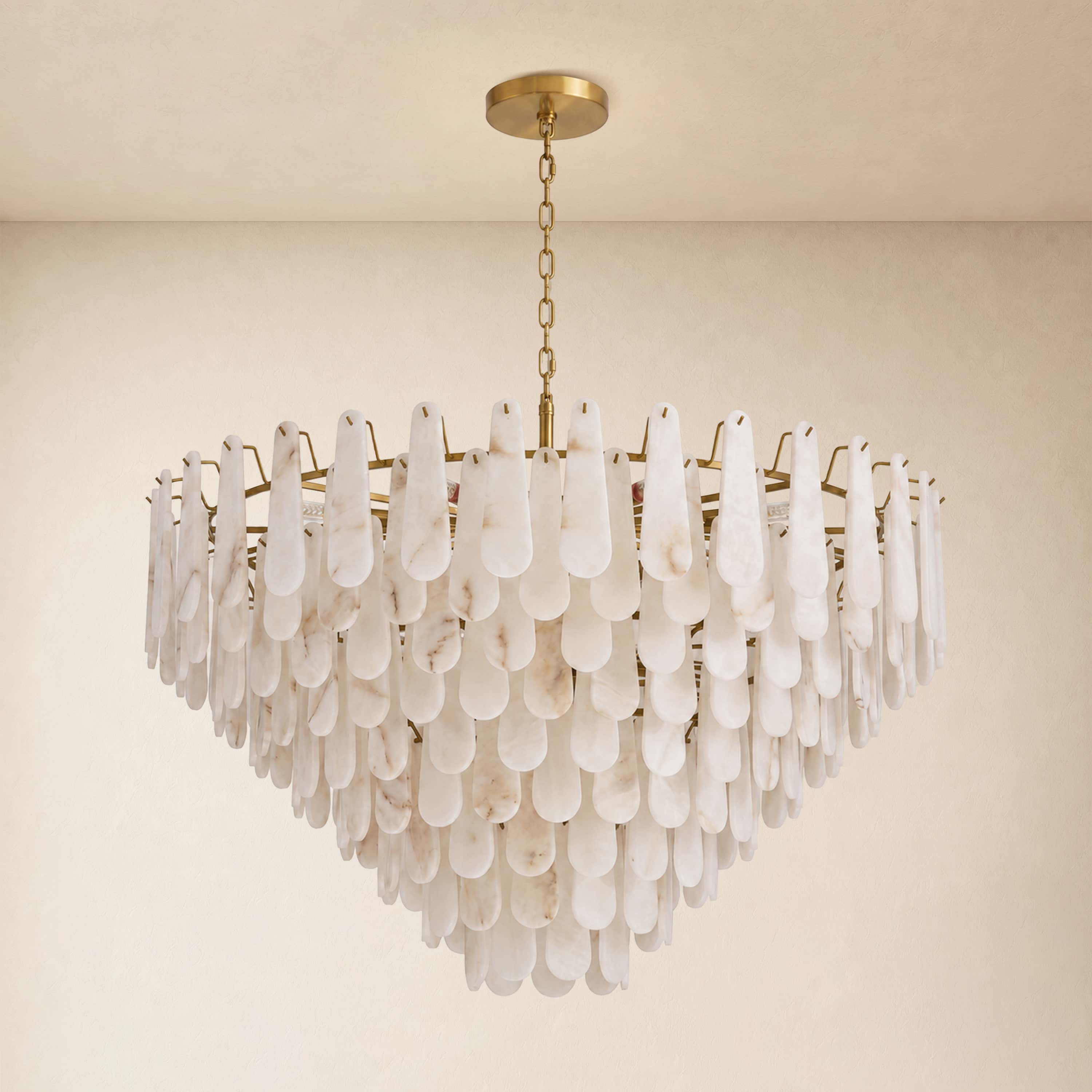 Caldera Alabaster Custom Round Chandelier 48"D 58"D