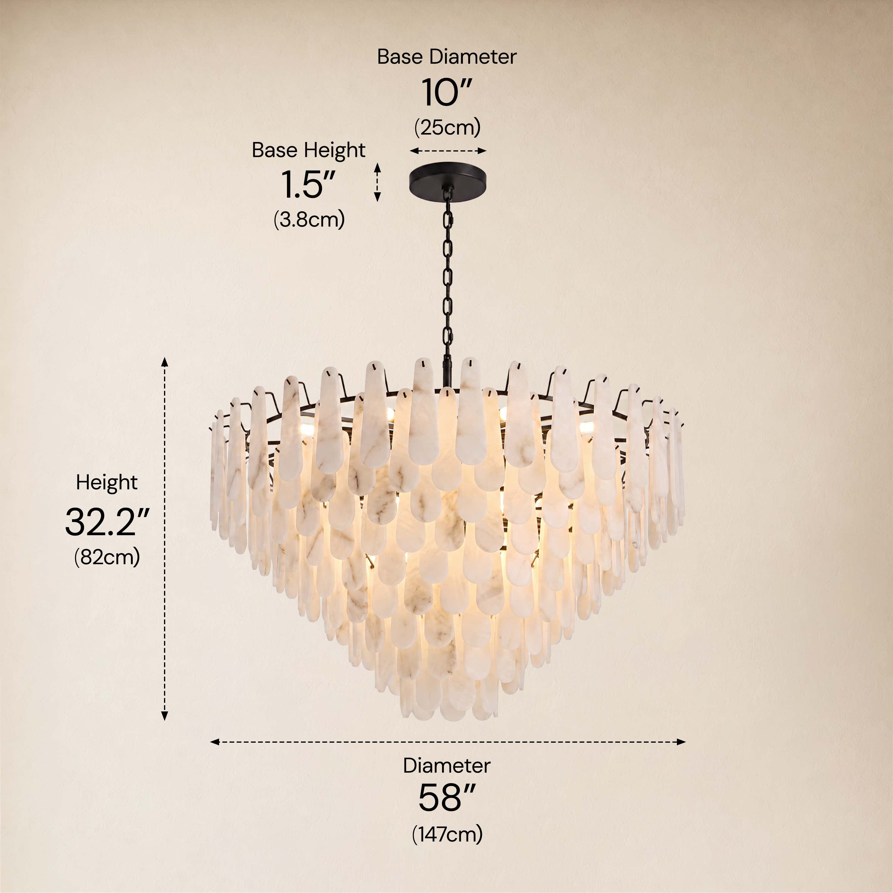 Caldera Alabaster Custom Round Chandelier 48"D 58"D