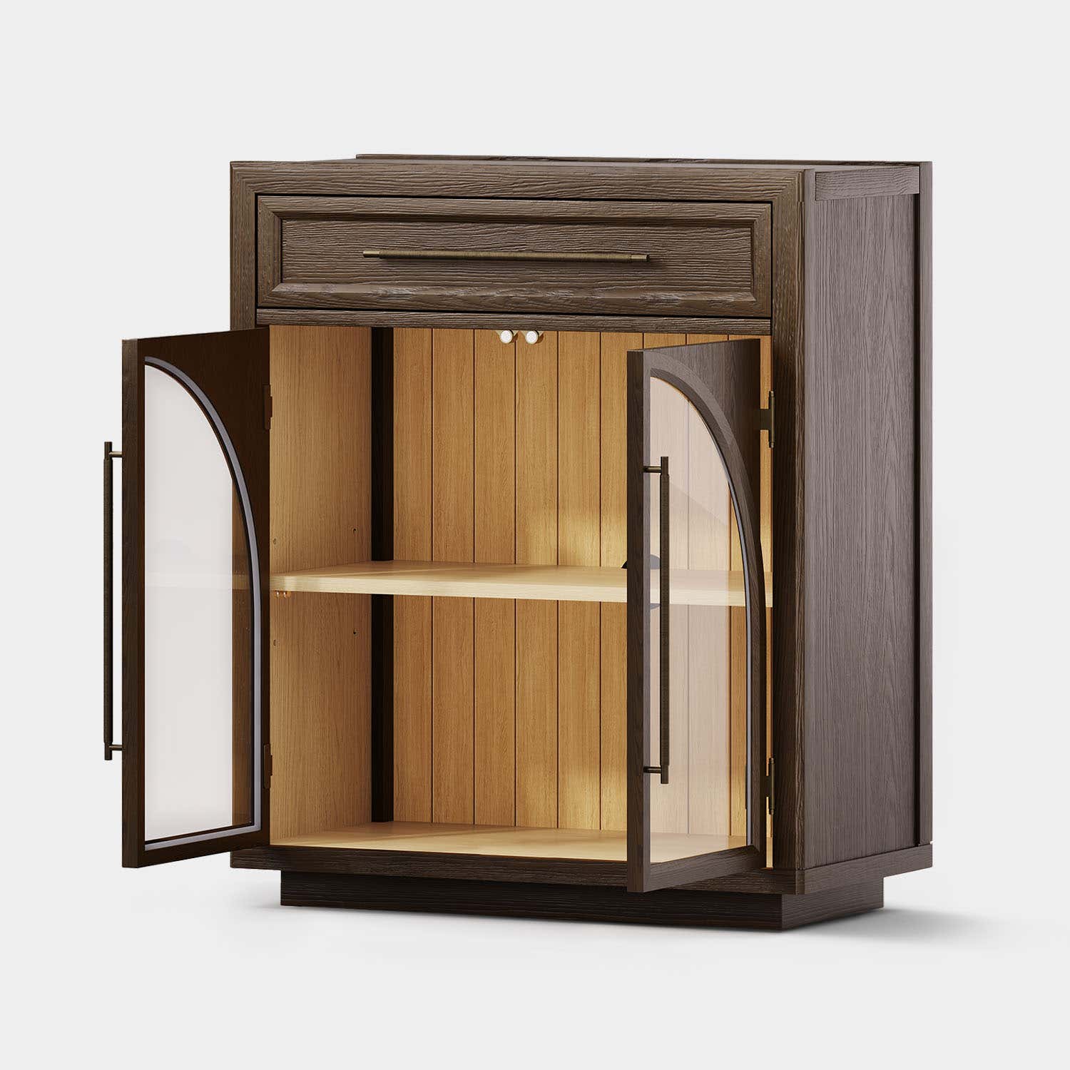 Alvar Arched 62.9" Oak Sideboard with Drawers(Set of 2)