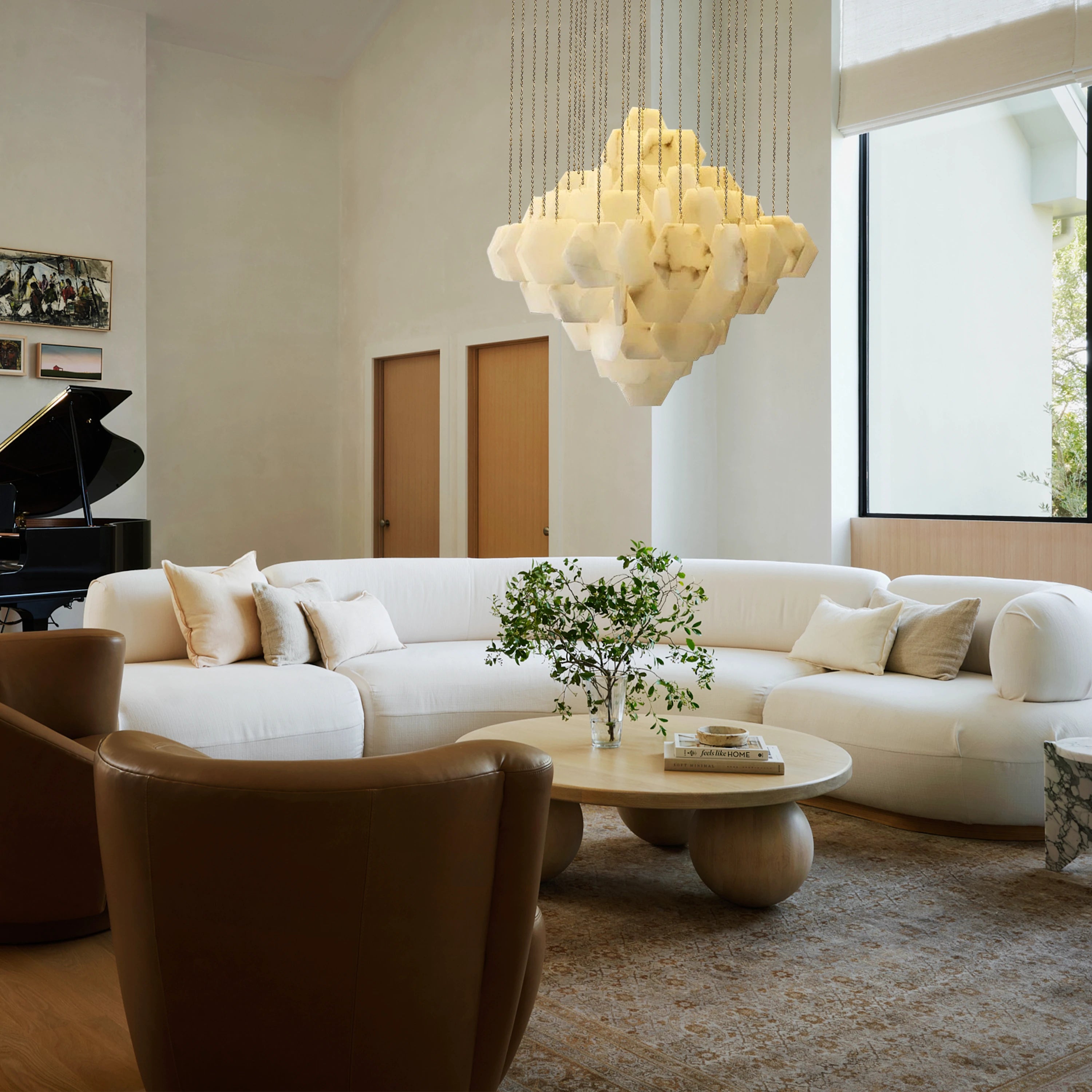 Talan Multi-layer Irregular Alabaster Chandelier 39"D#Finish_Gold