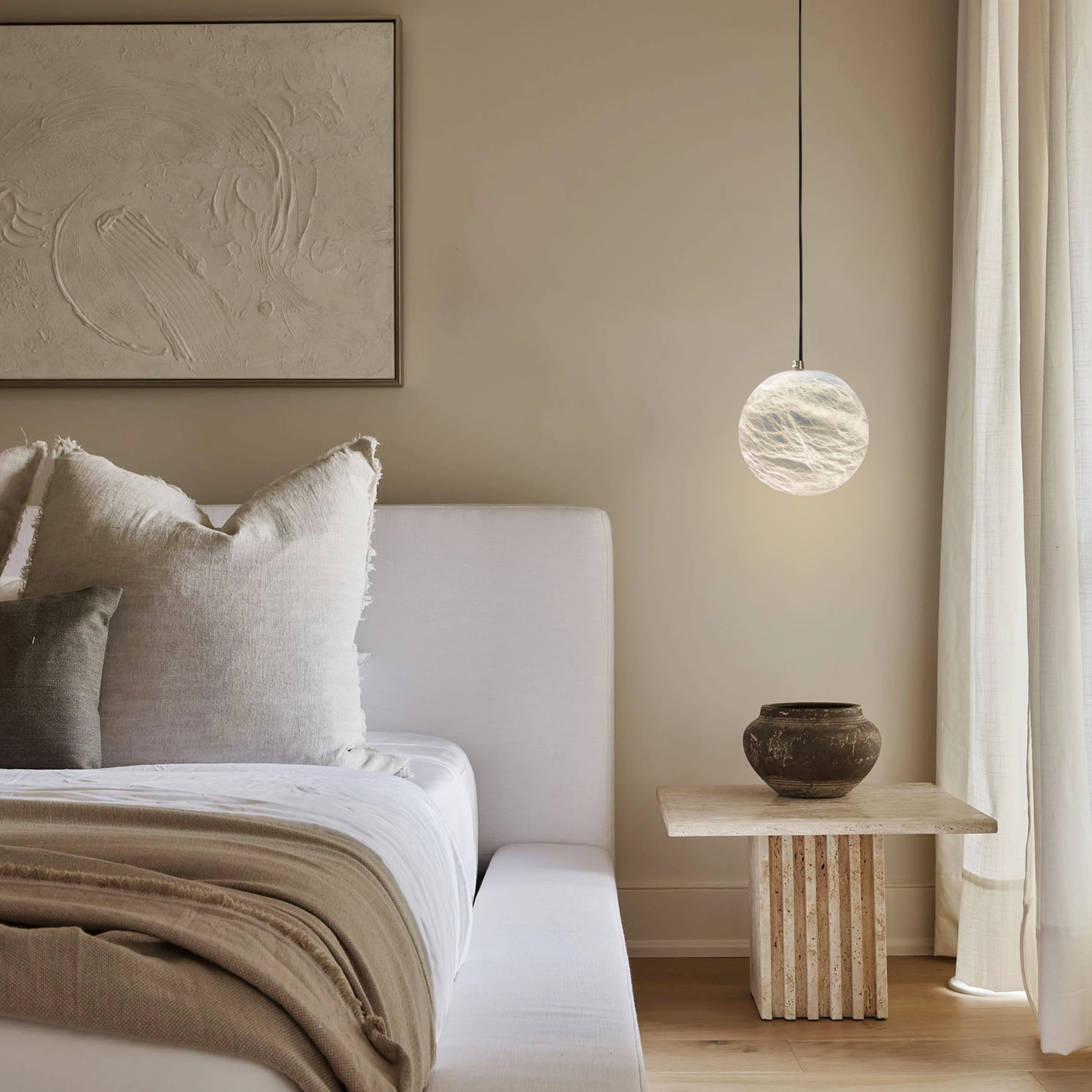 Nami Alabaster Global Ball Pendant Light 6"D