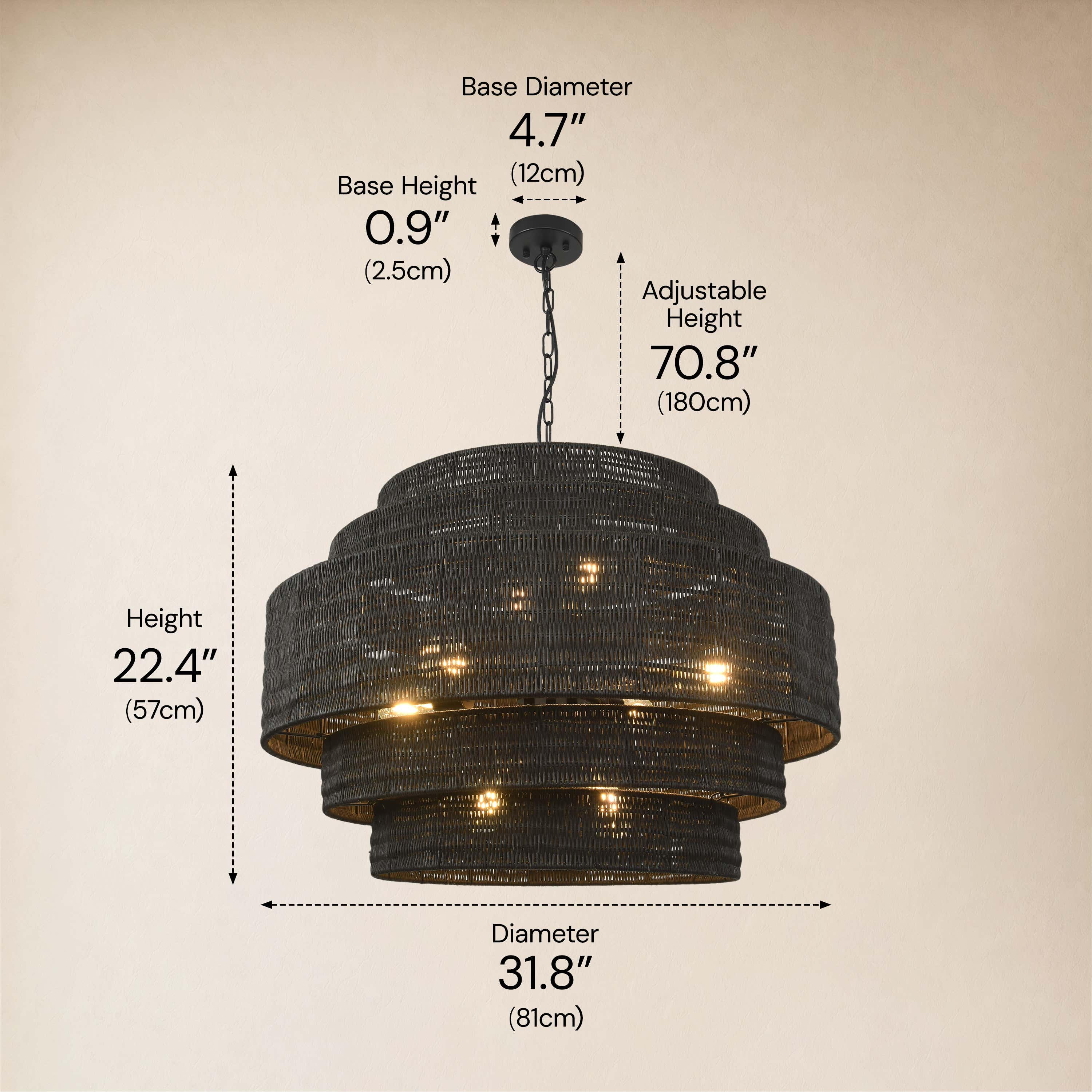 Cavana Rattan Round Chandelier 32"D