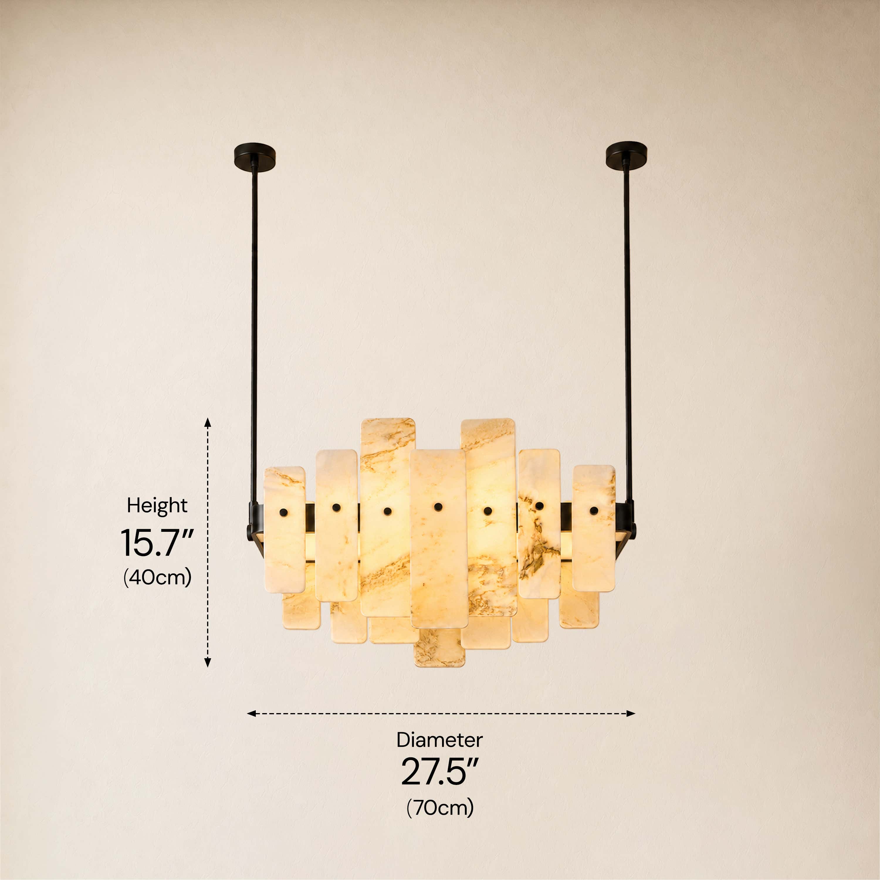 Pietra White Marble Panel Chandelier 27.5"W