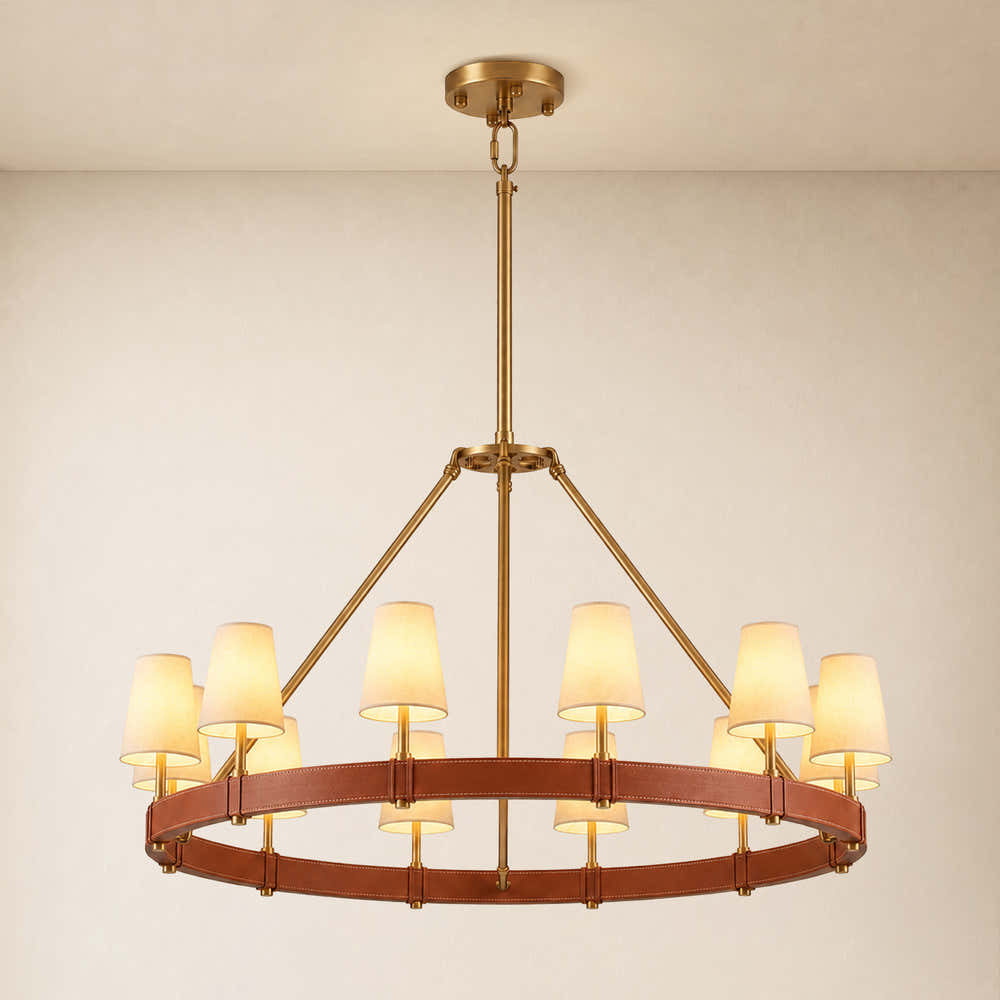 Corvella Leather Custom Round Chandelier 48" 60"W
