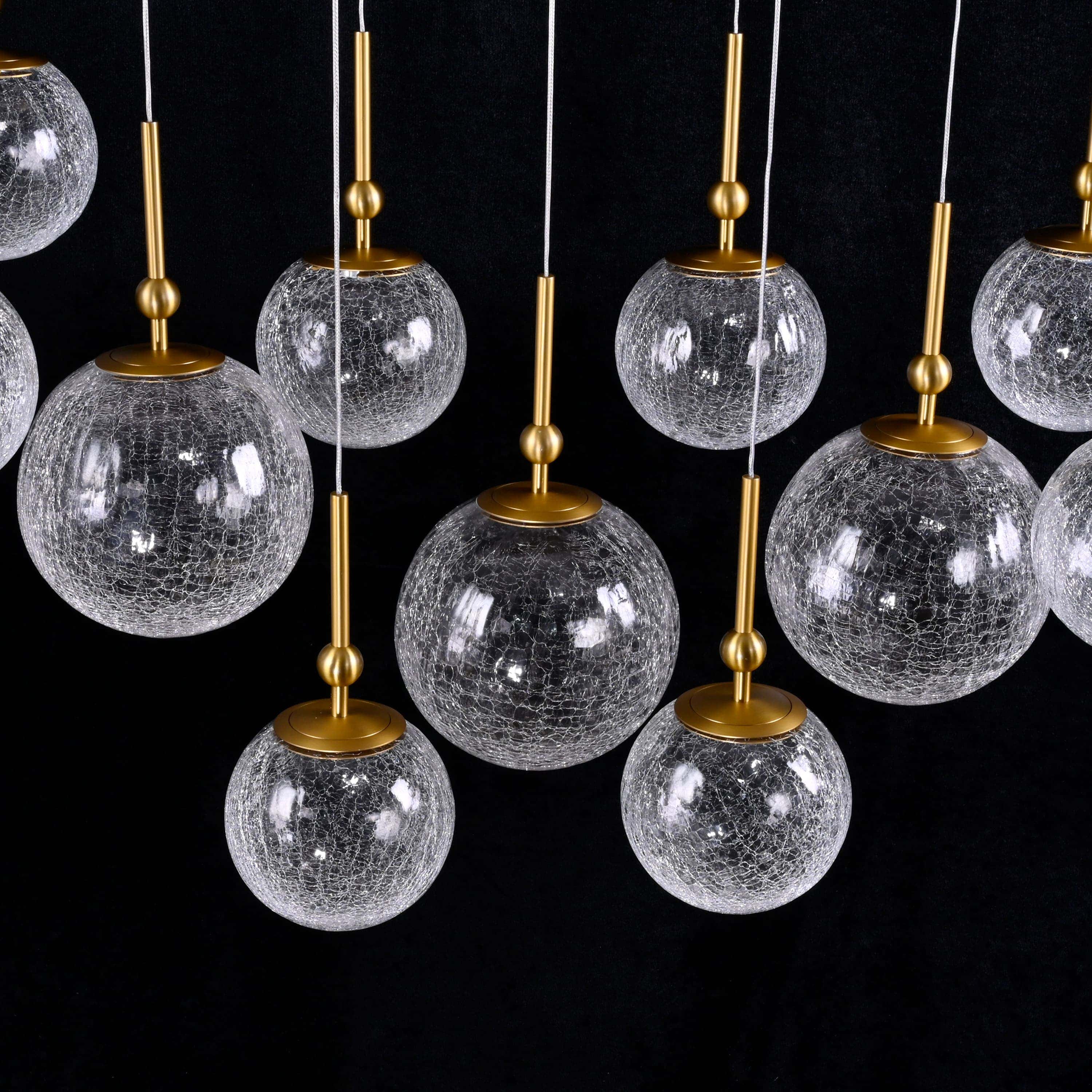 Elowen Crackled Glass Cluster Rectangular Chandelier