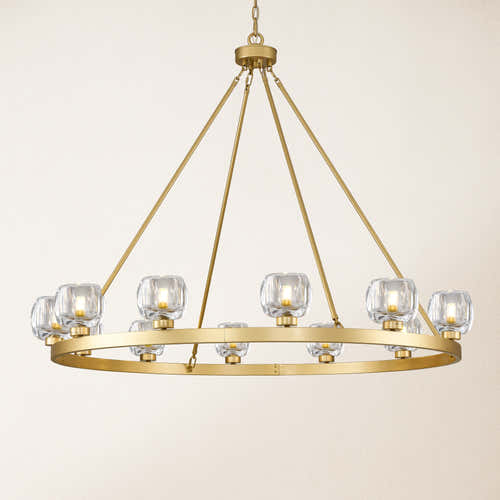 Vellum Round Chandelier 48"D#Finish_Gold