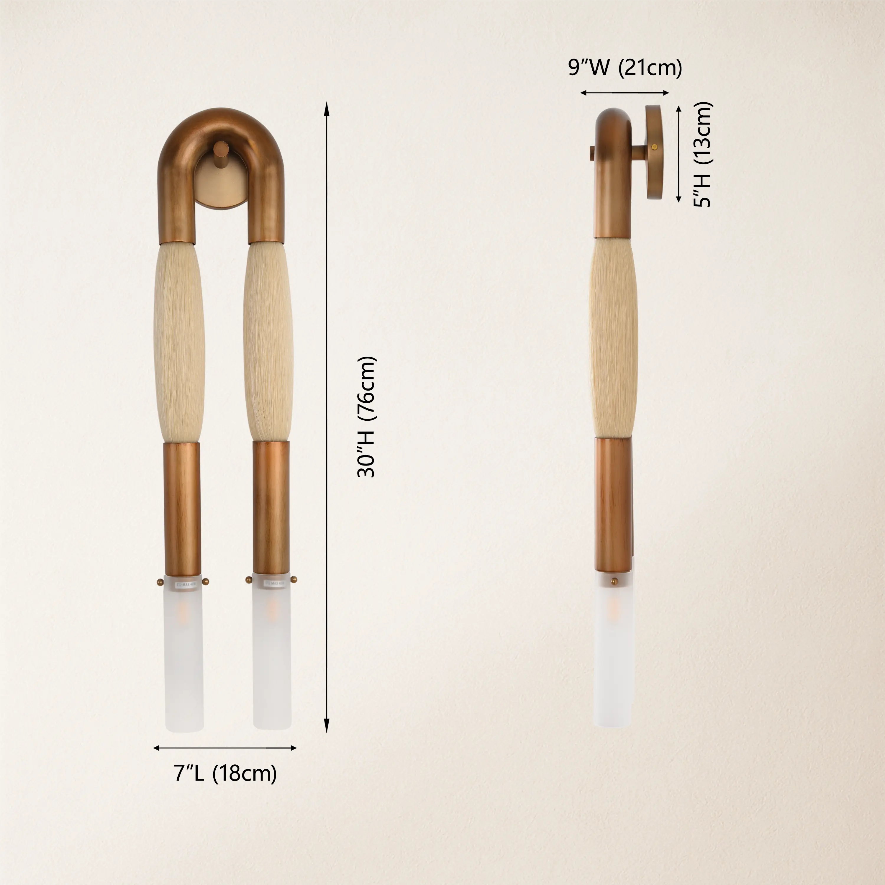 Horsehair Solid Brass Wall Sconce 30"H