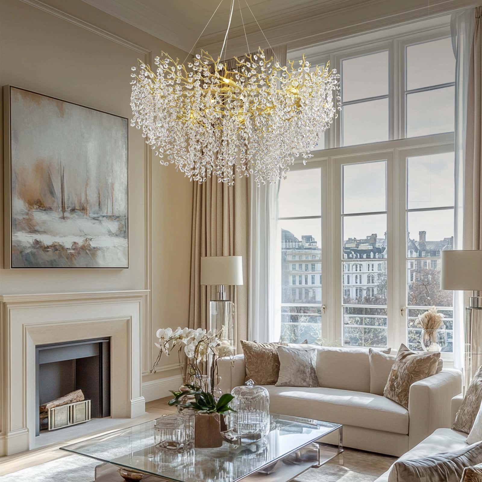 Lustre Branches Round Chandelier 48"D