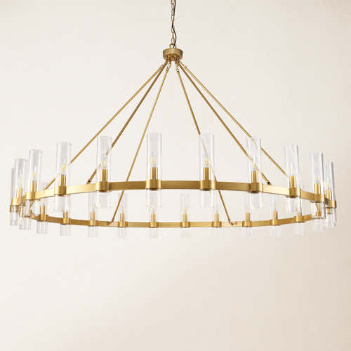 Cylora Glass Tube Round Chain Chandelier 70"D#Finish_Gold