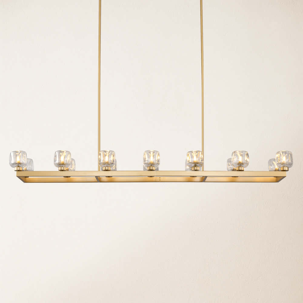 Vellum Rectangular Chandelier 68"W#Finish_Gold